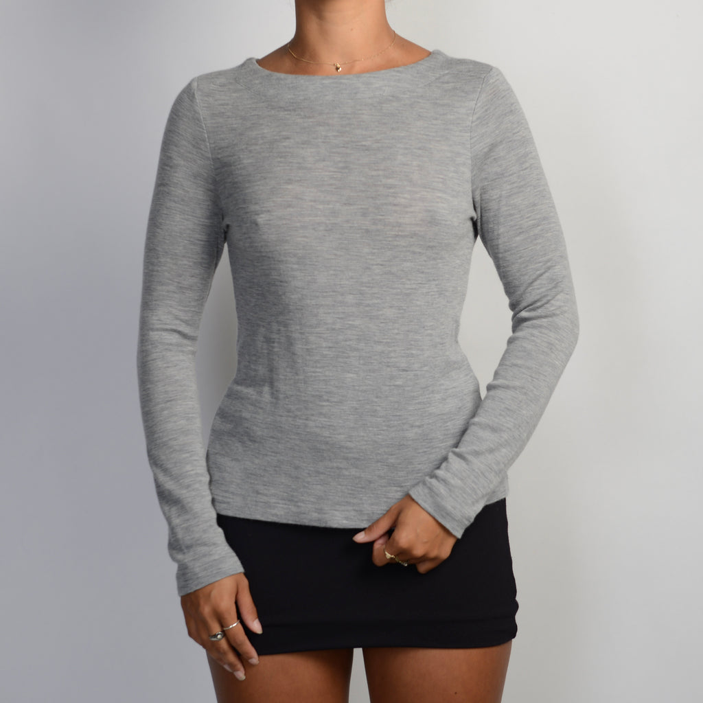 GREY WOOL LONG SLEEVE TOP