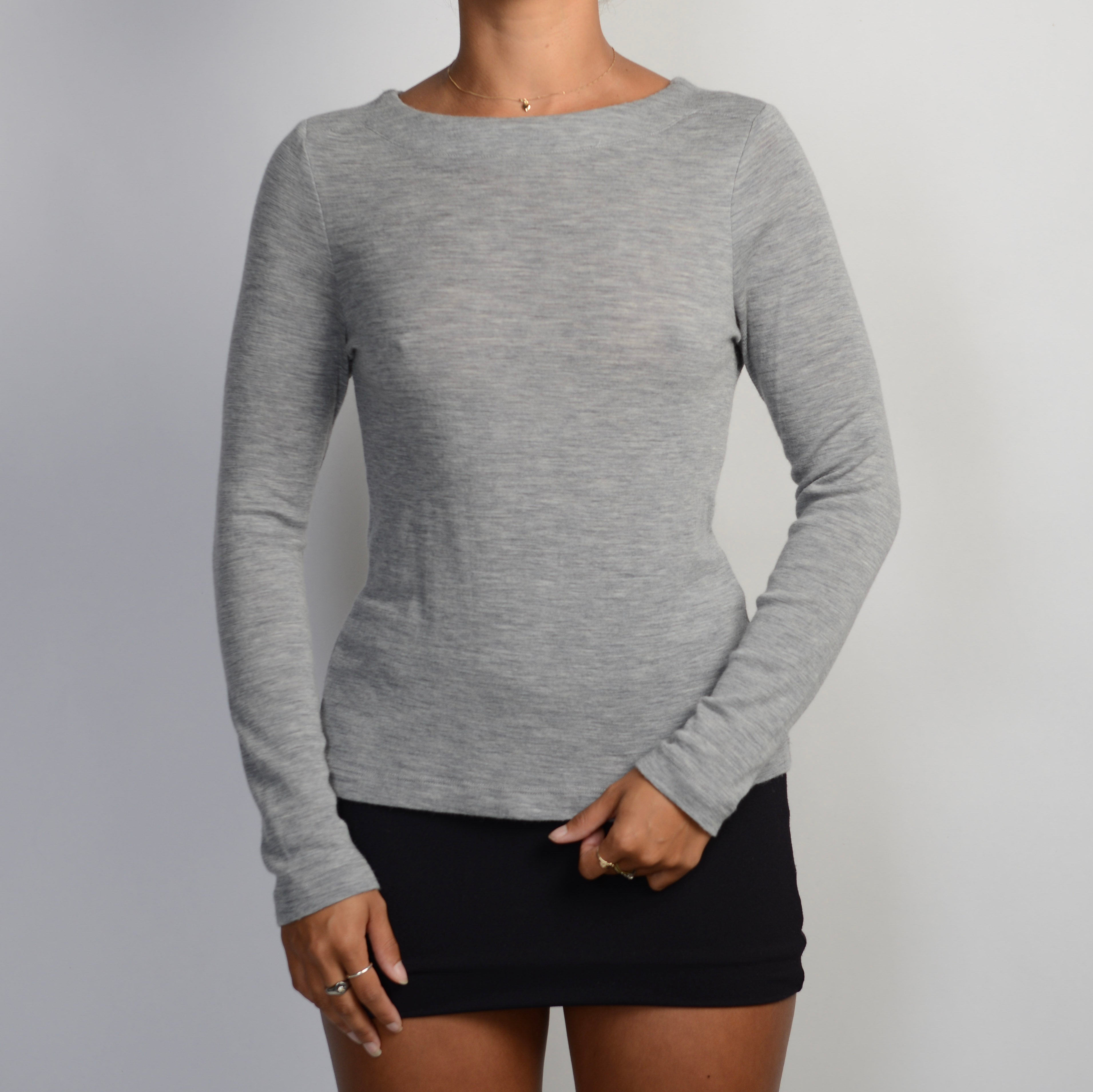 GREY WOOL LONG SLEEVE TOP