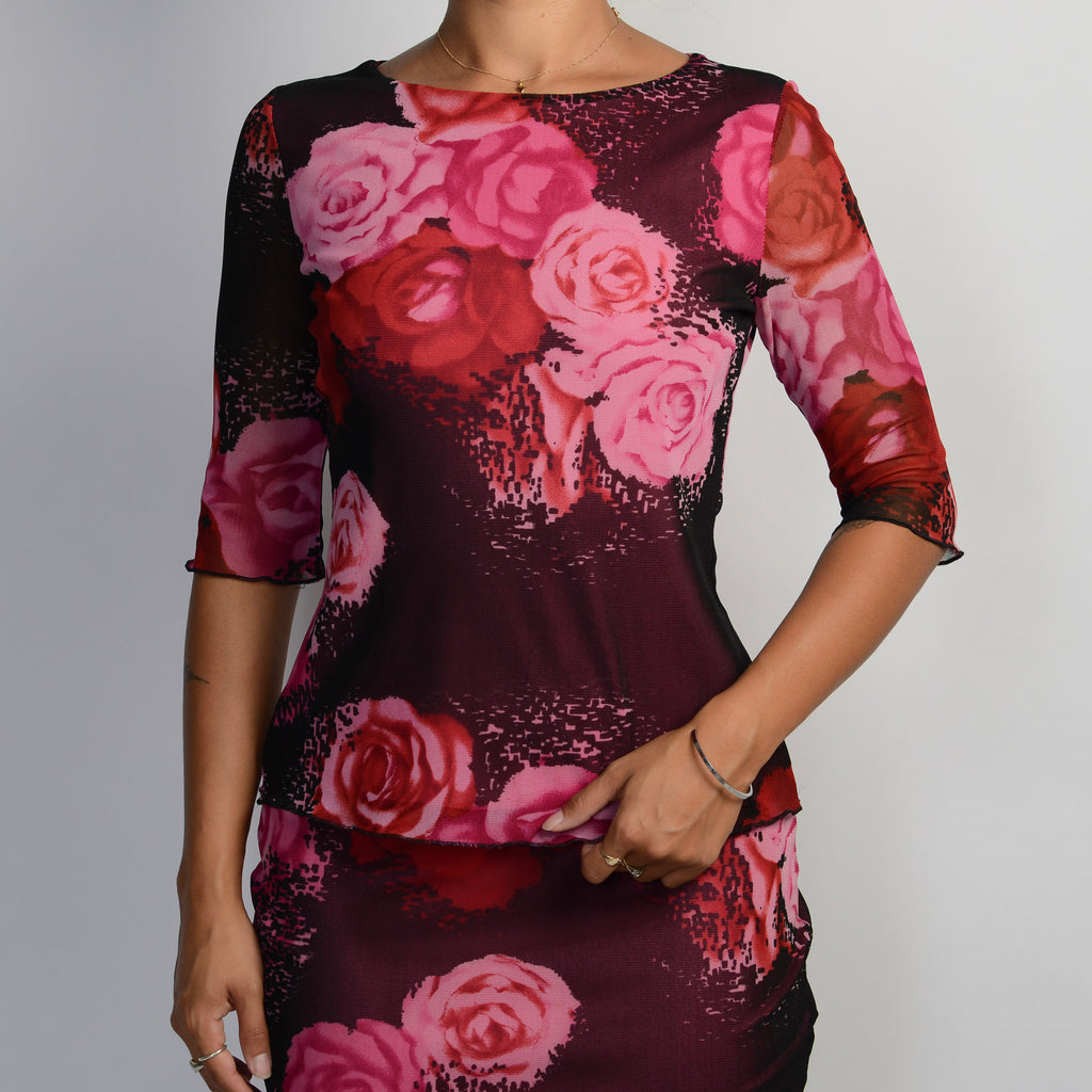 PINK FLORAL MESH SET