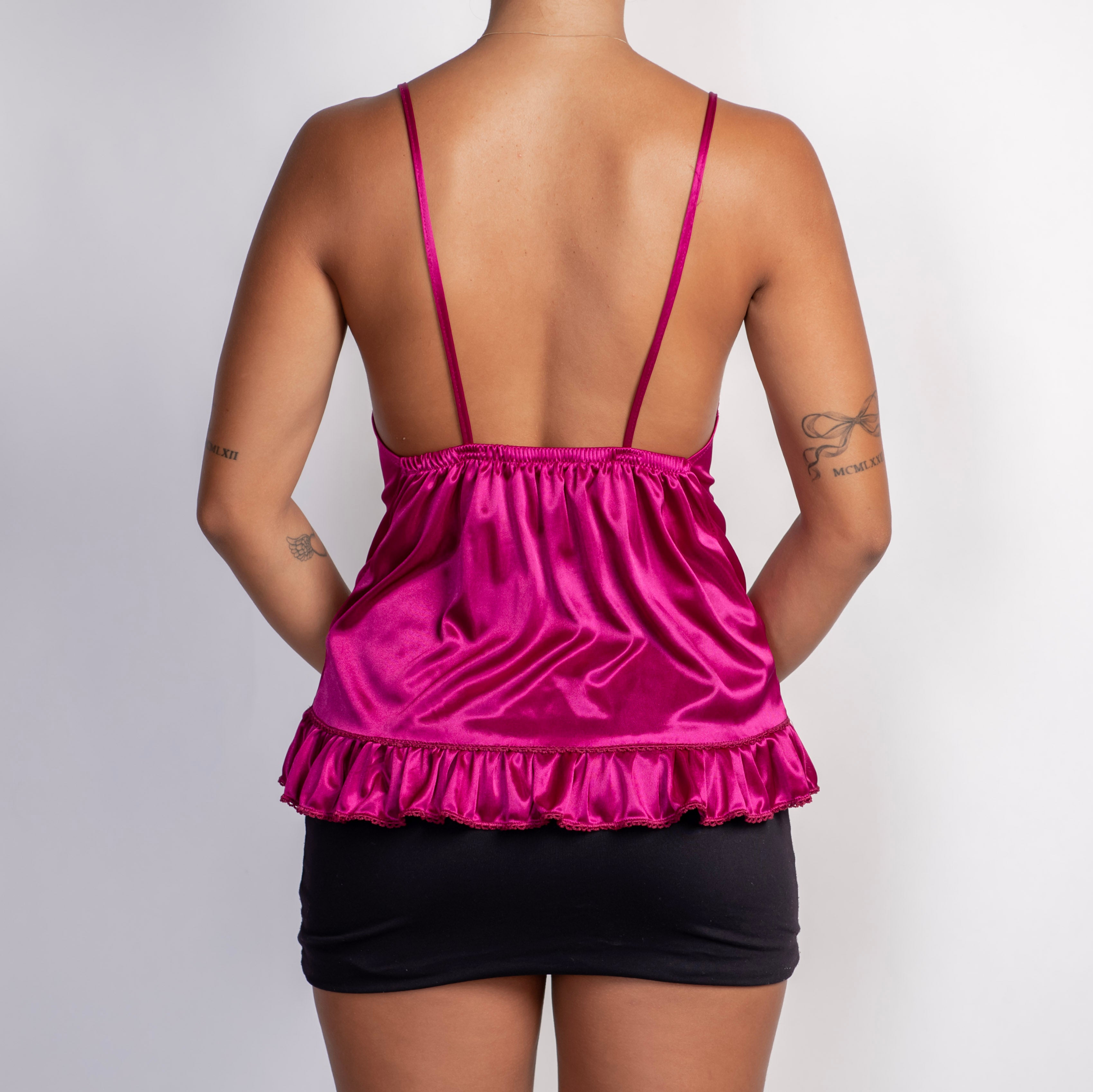MAGENTA SATIN CAMISOLE