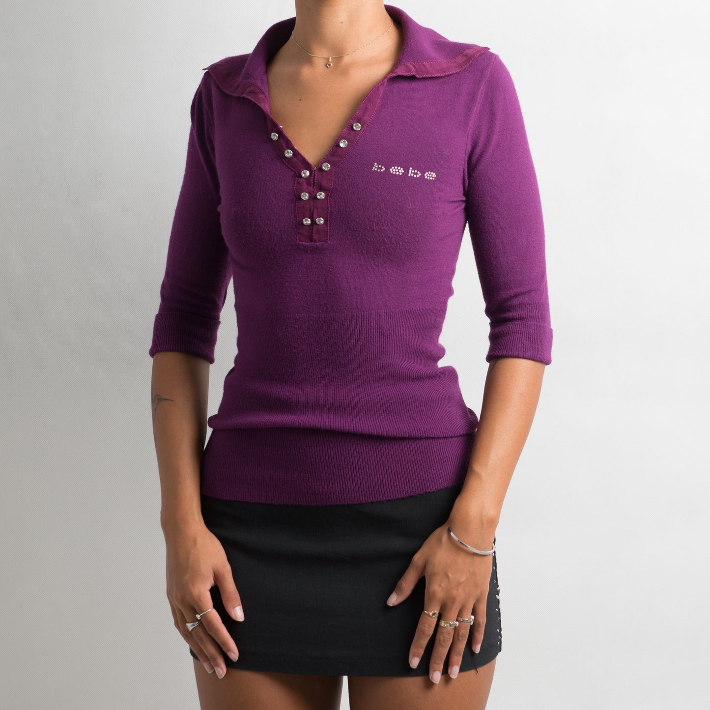 CHEMISE À COL EN TRICOT VIOLET Y2K