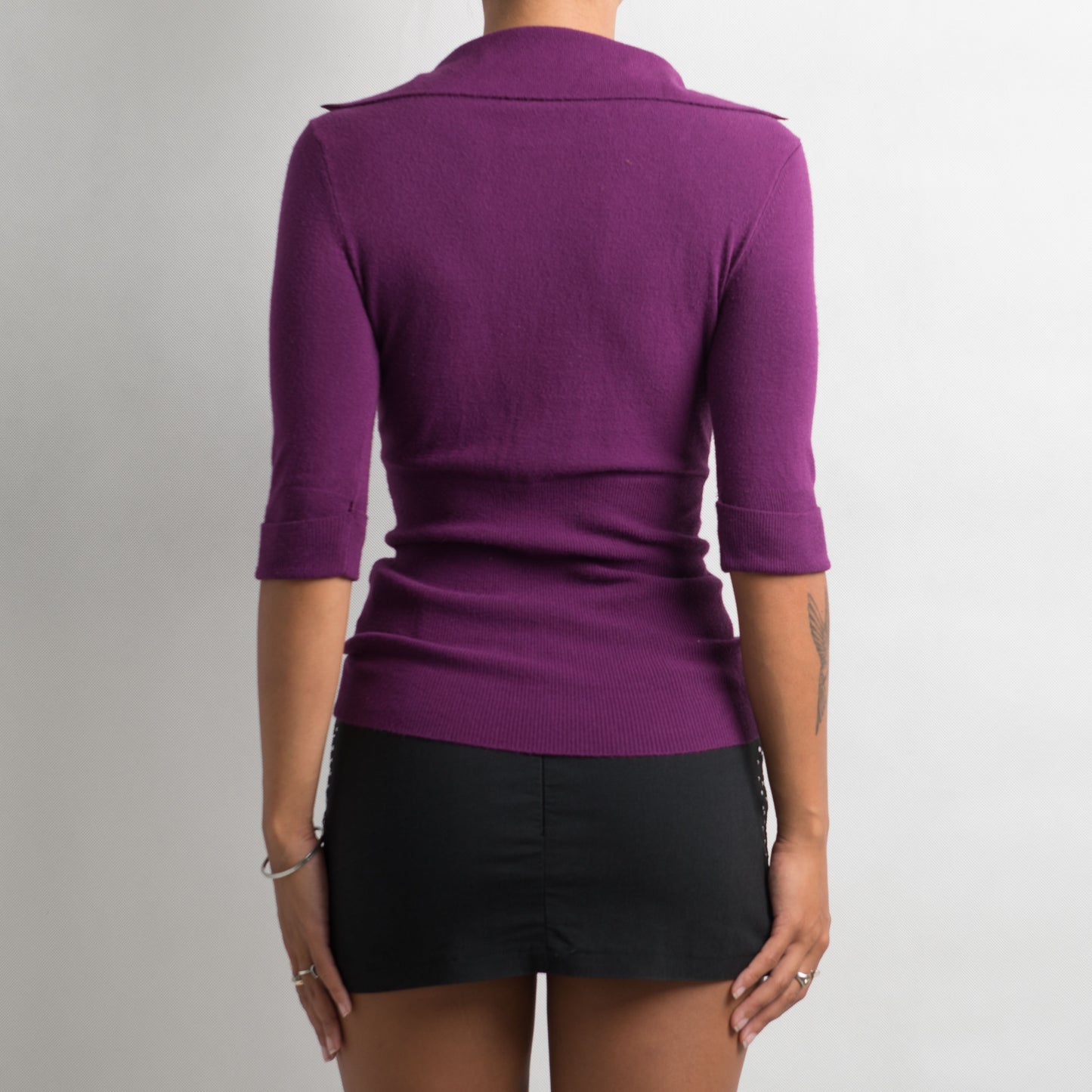 CHEMISE À COL EN TRICOT VIOLET Y2K