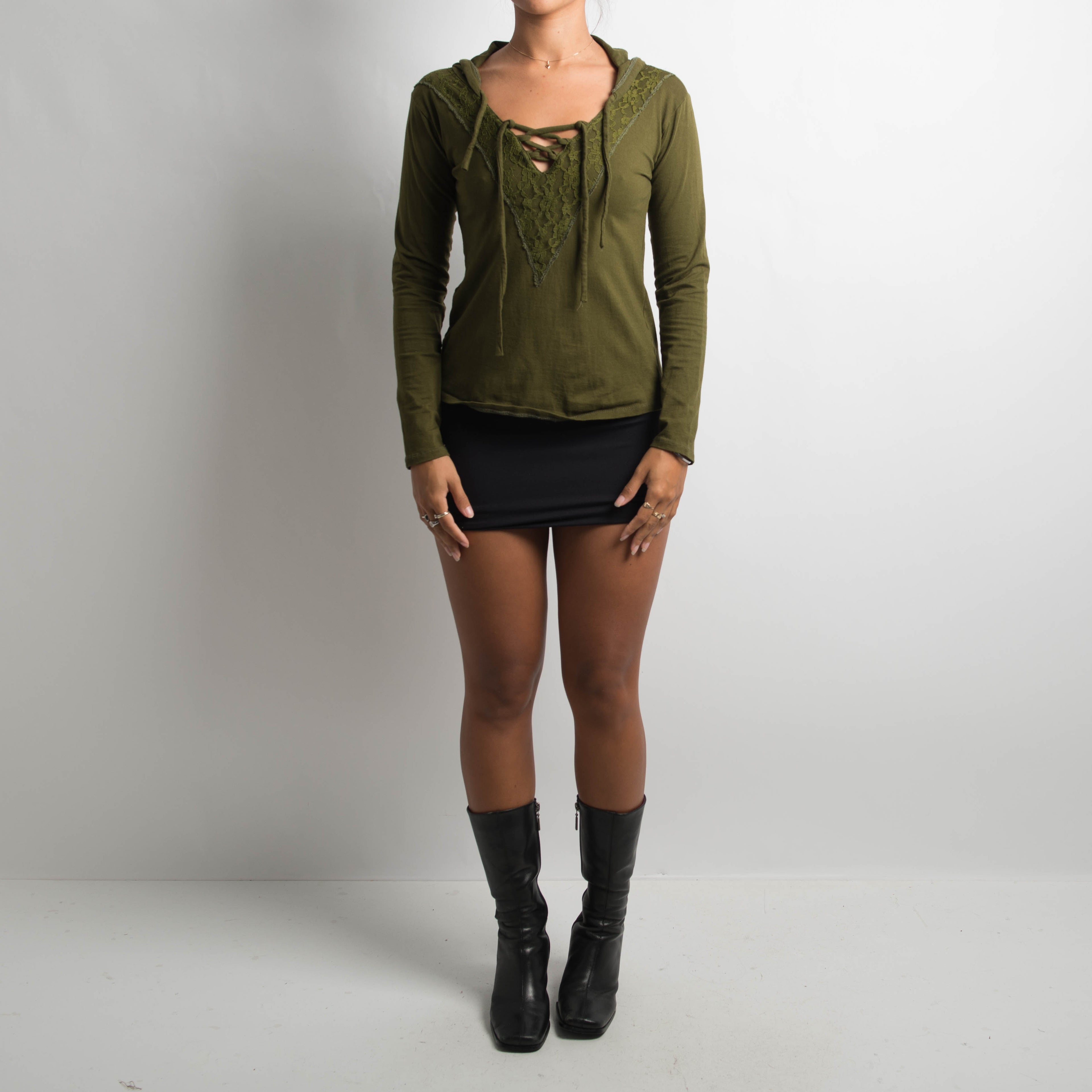 MOSS GREEN LONG SLEEVE TOP