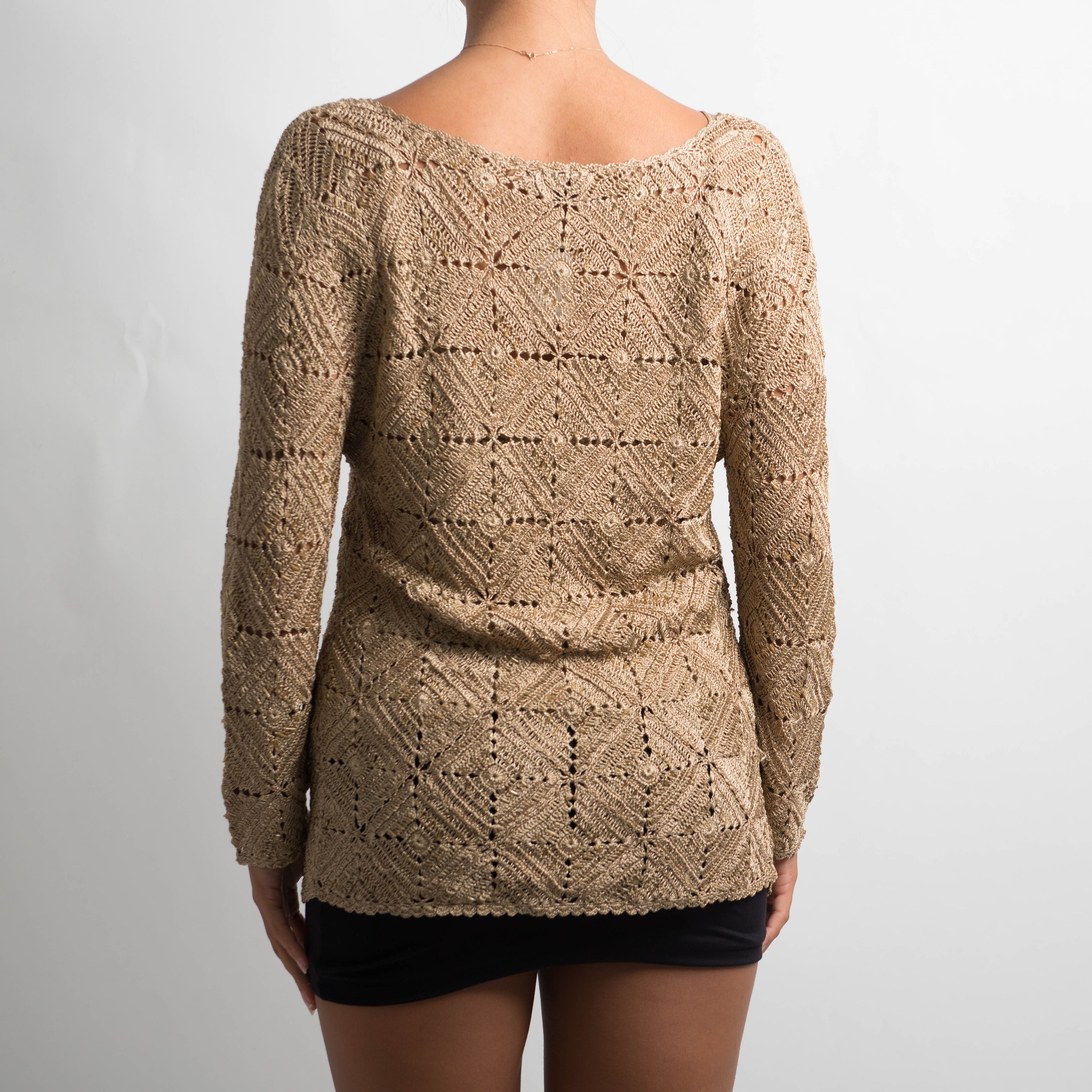 GOLD CROCHET CARDIGAN + TOP SET