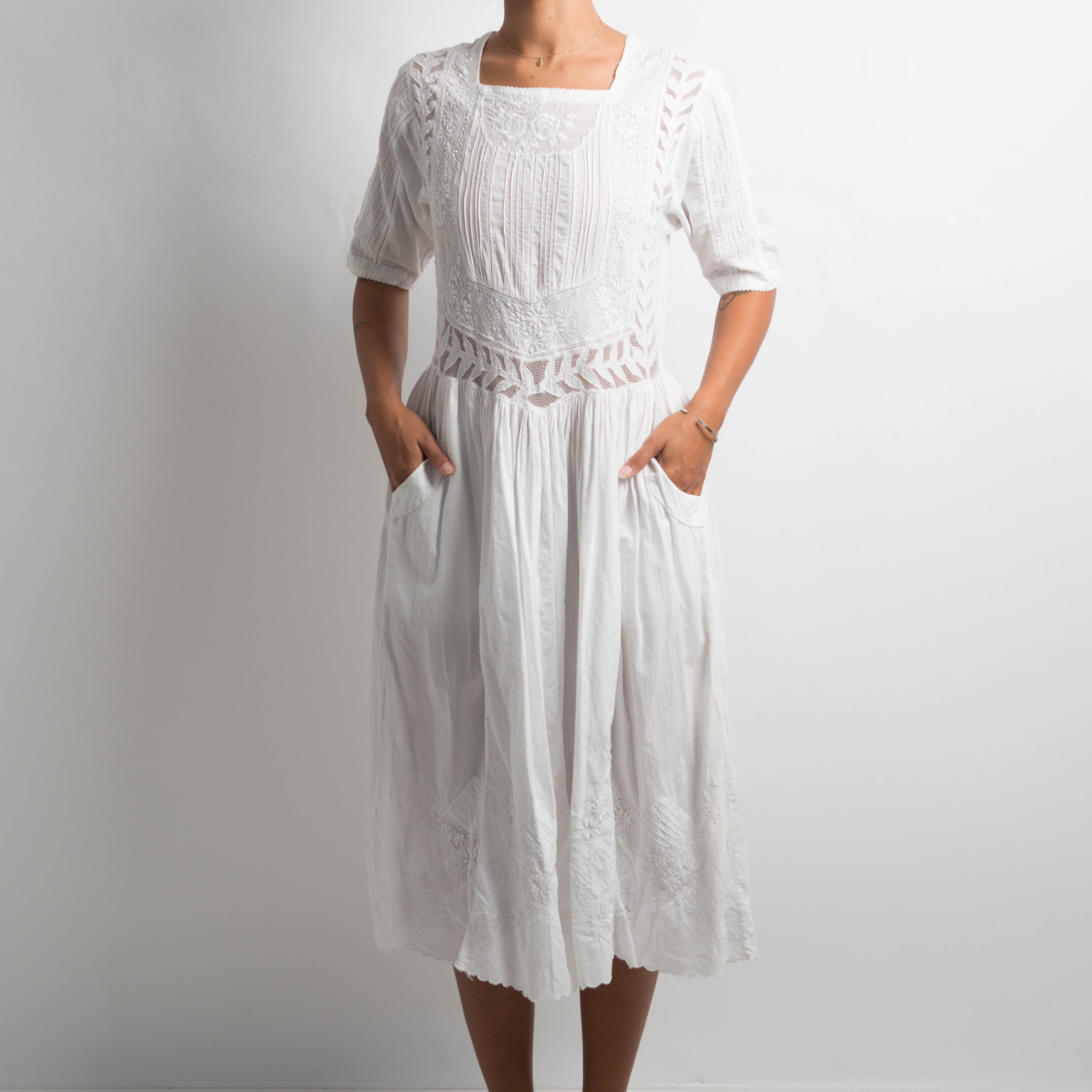 WHITE EMBROIDERED DRESS