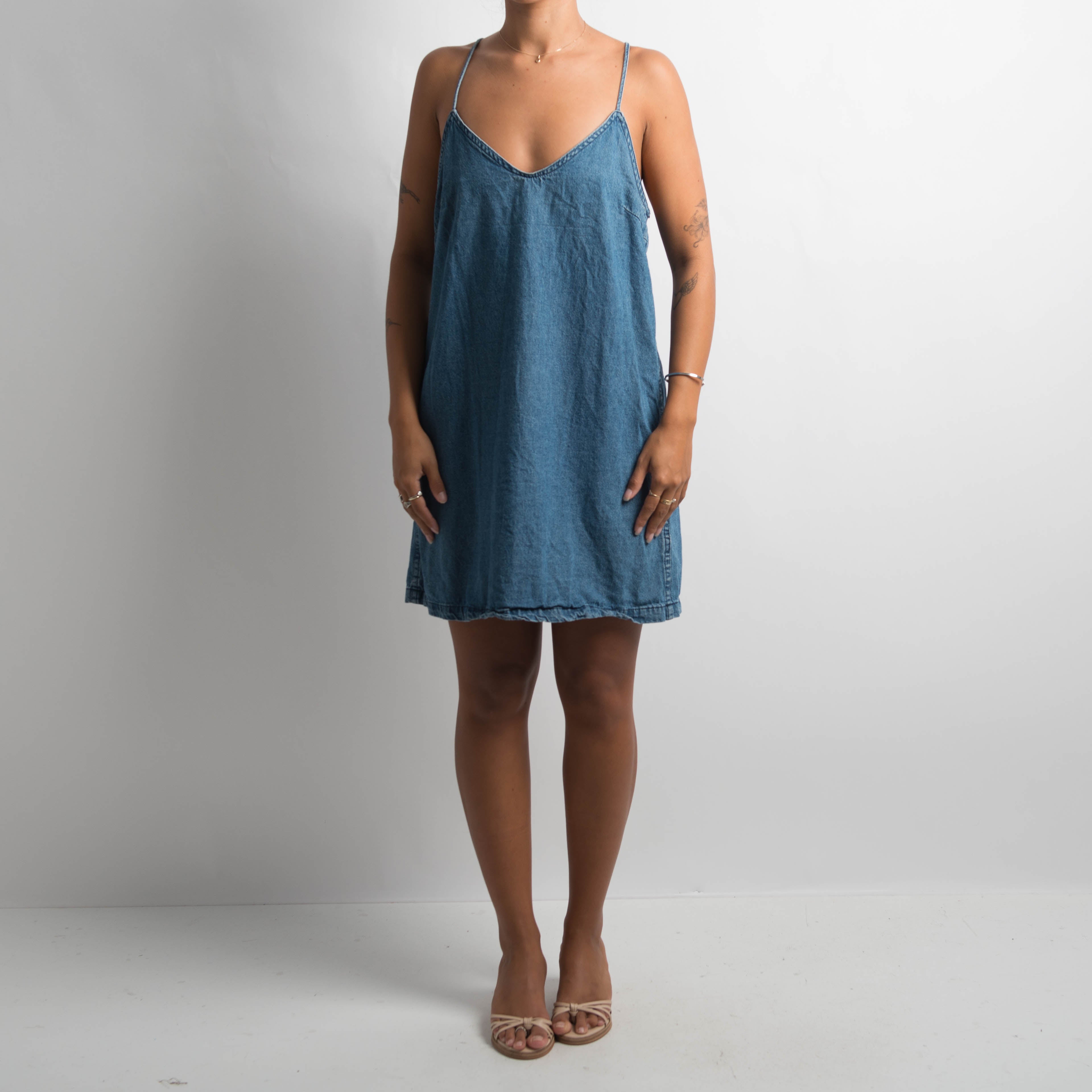 DENIM SHIFT MINI DRESS