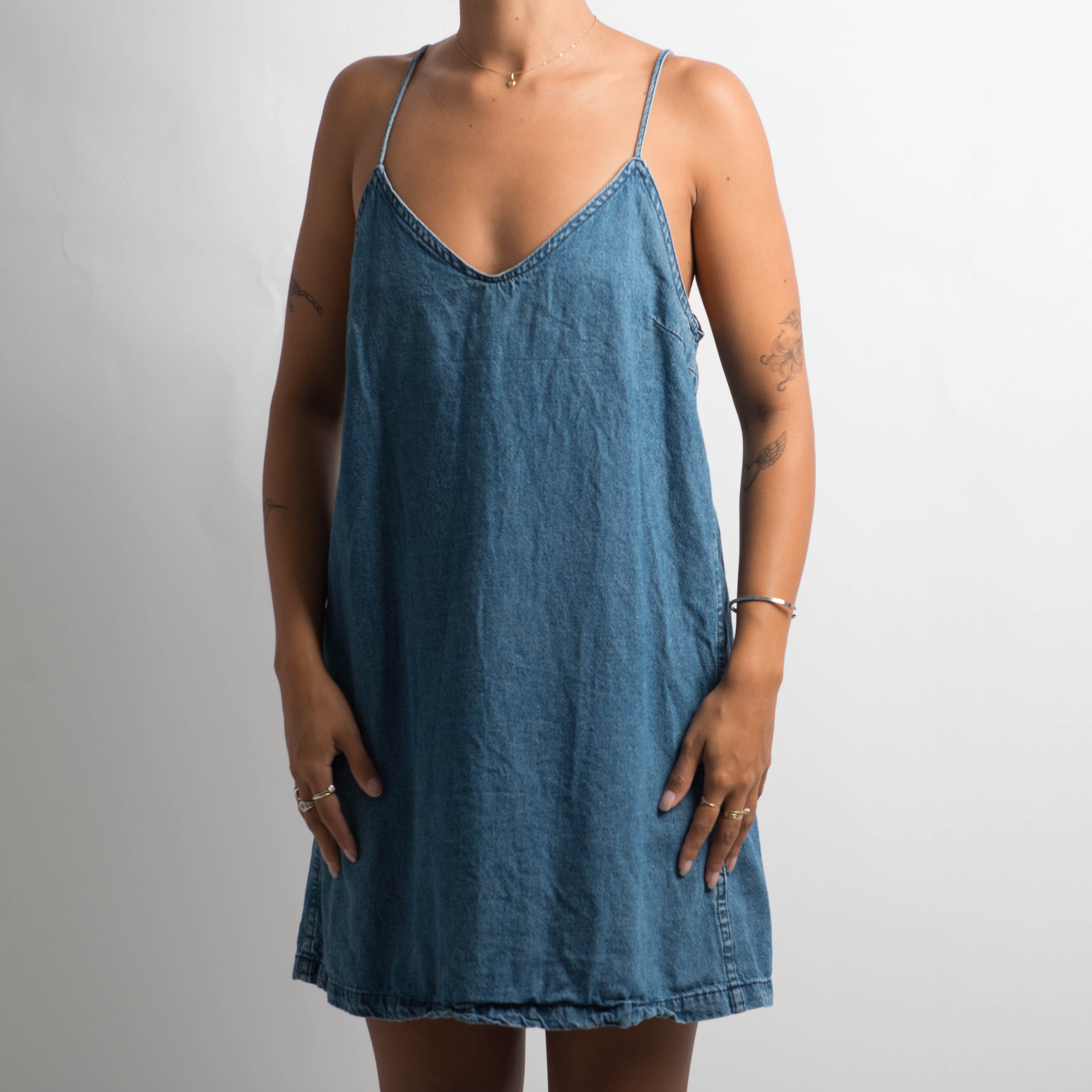 DENIM SHIFT MINI DRESS