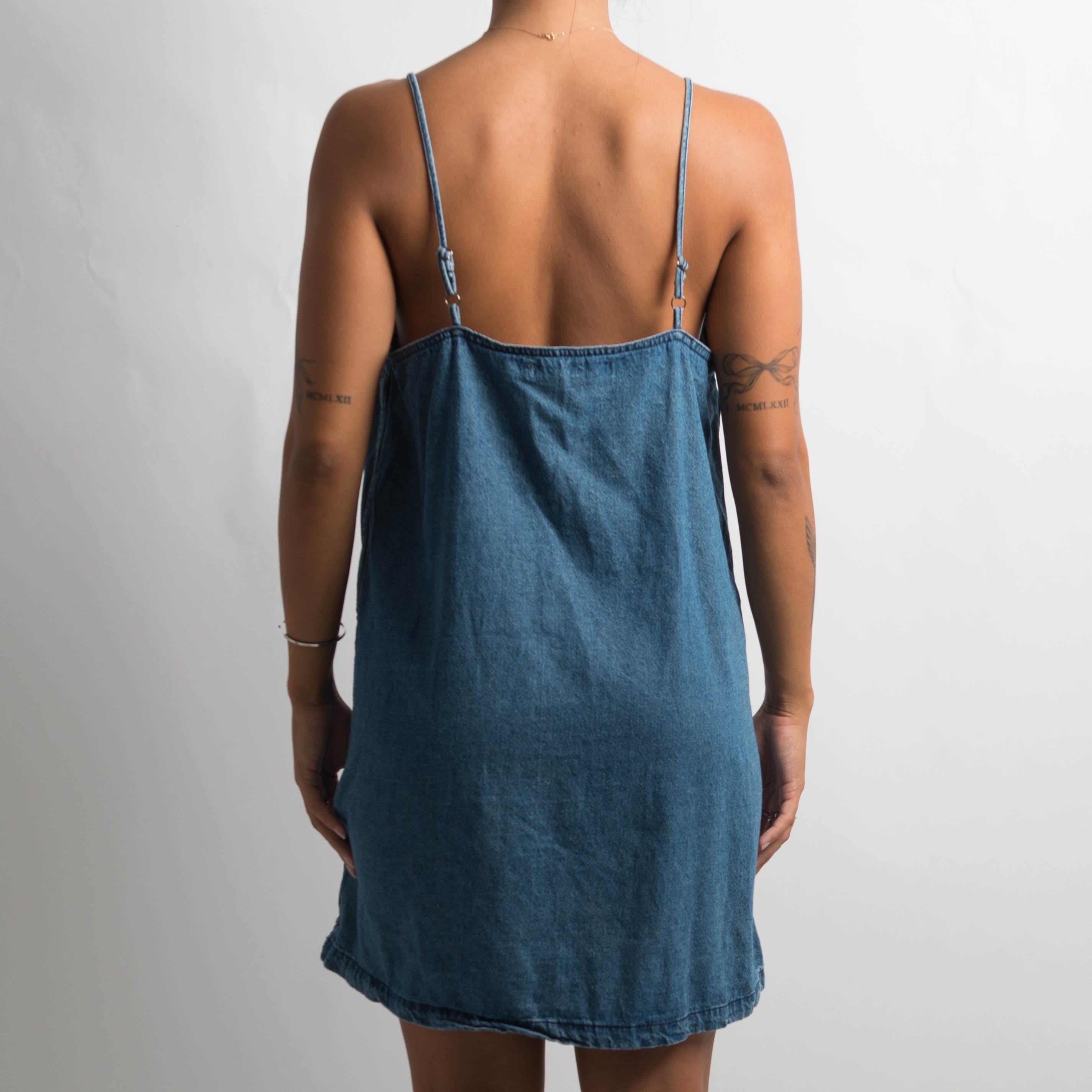 DENIM SHIFT MINI DRESS