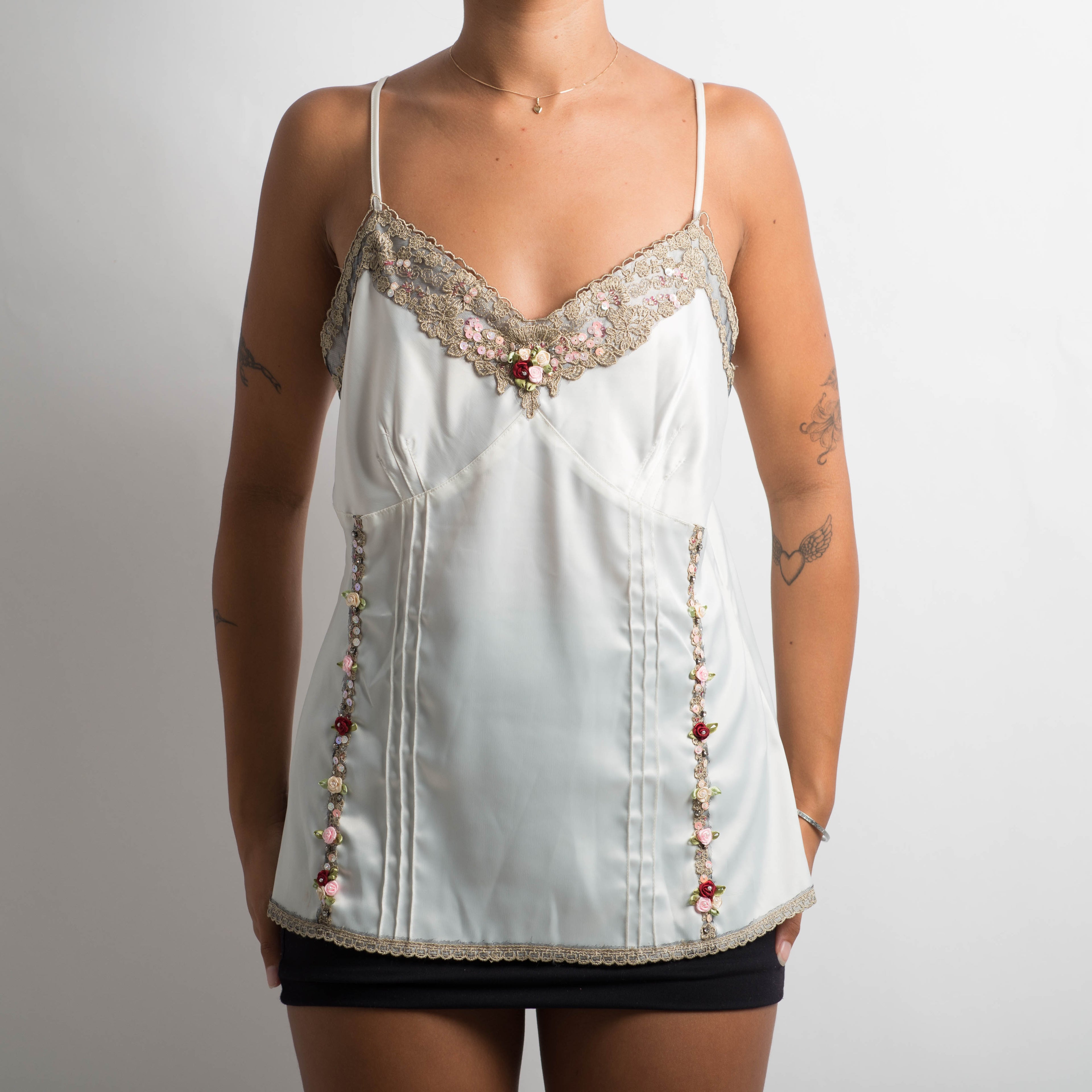 WHITE SATIN CAMISOLE