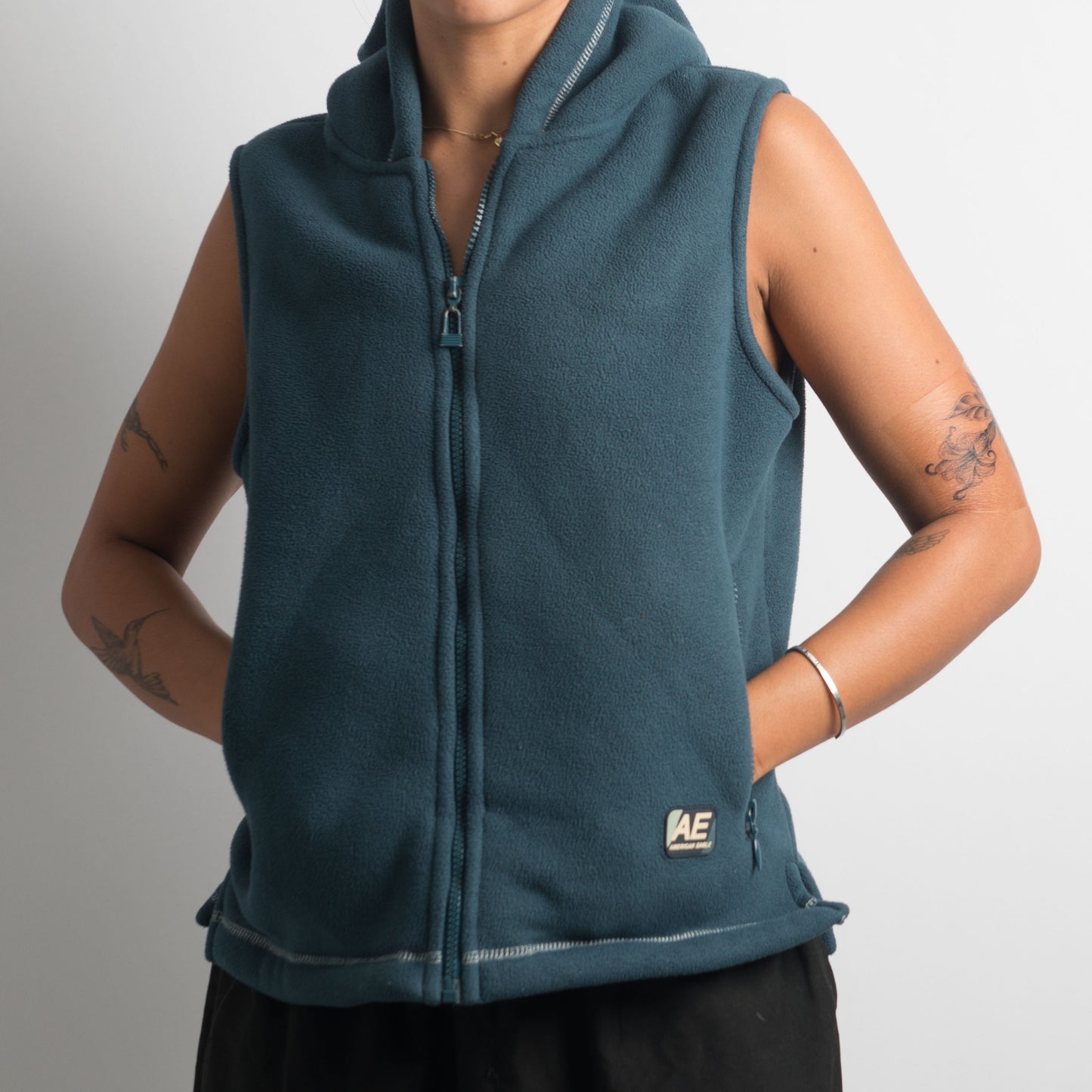 BLUE HOODED FLEECE VEST