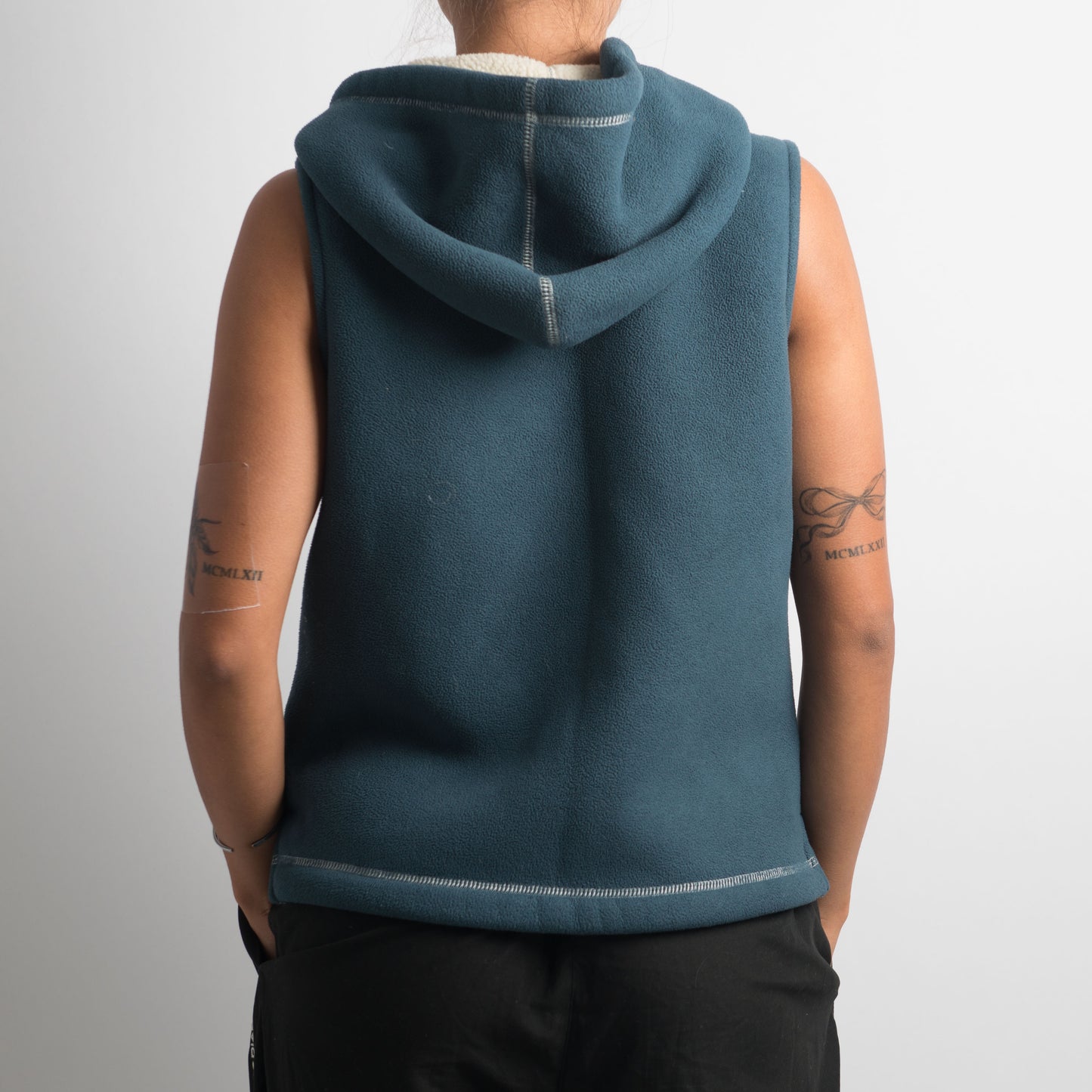 BLUE HOODED FLEECE VEST