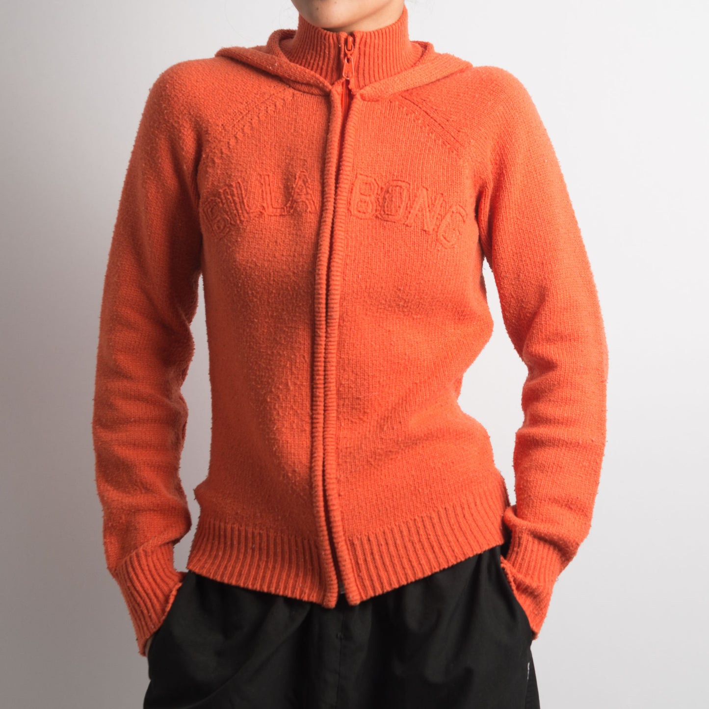 ORANGE KNIT HOODED JACKET