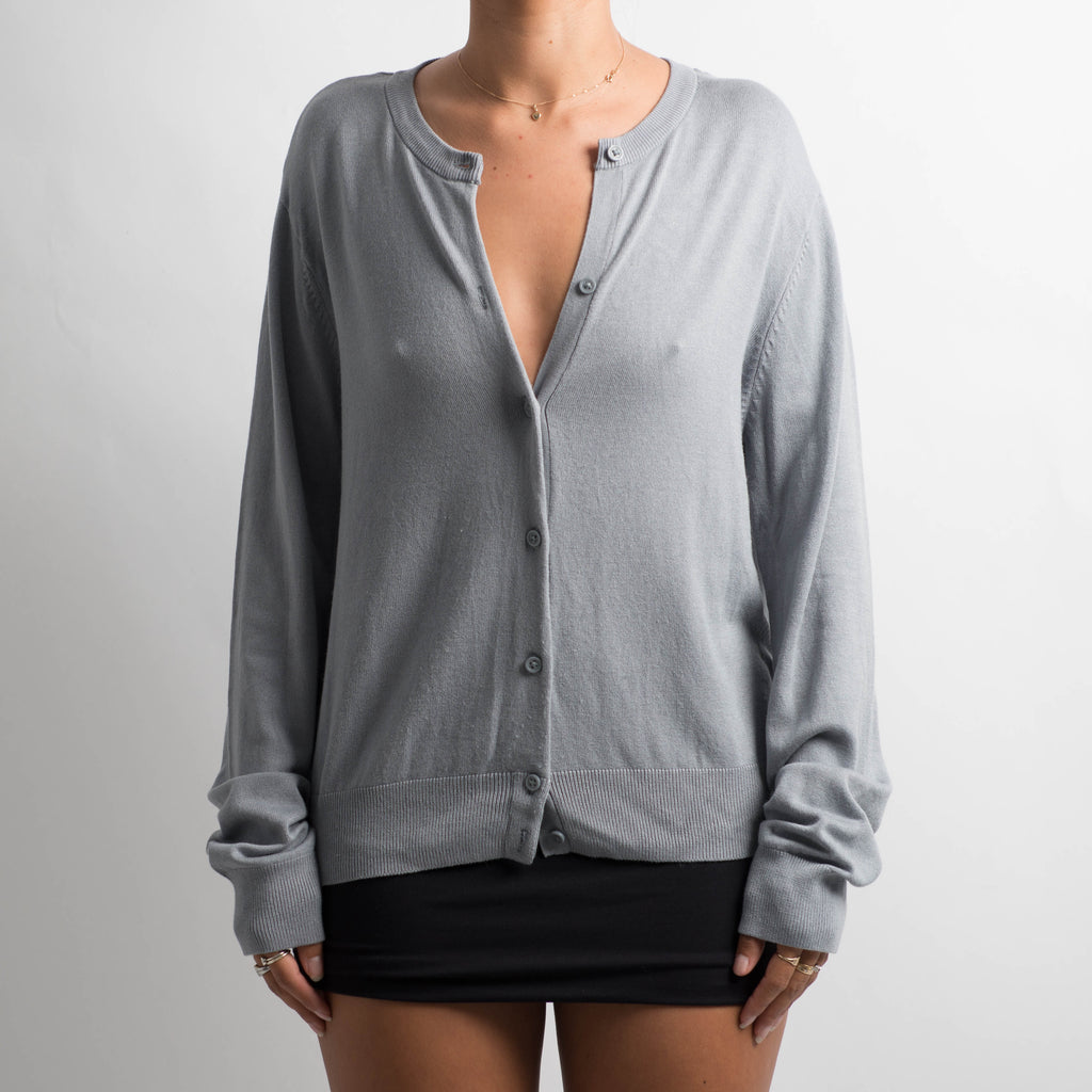 GREY BLUE KNIT CARDIGAN