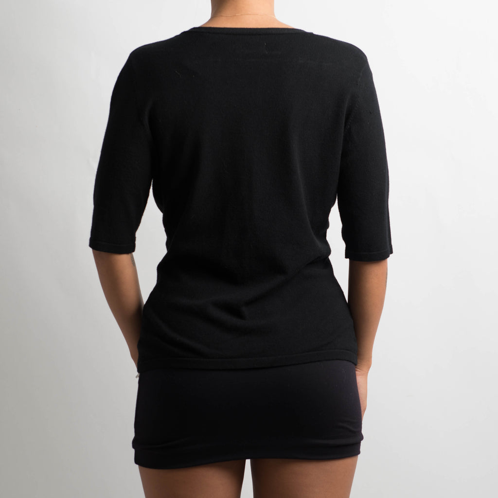 BLACK TIE FRONT CARDIGAN