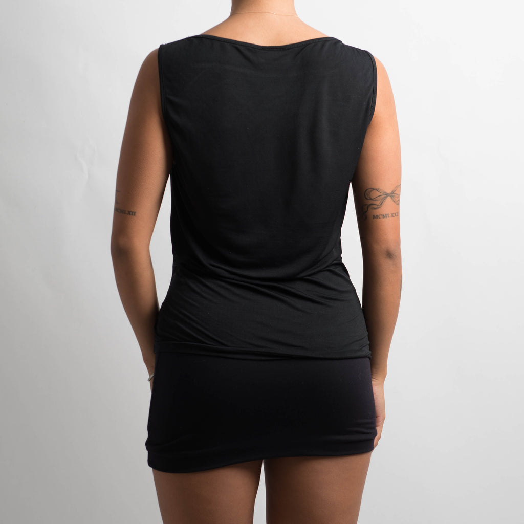 BLACK RUCHED TOP