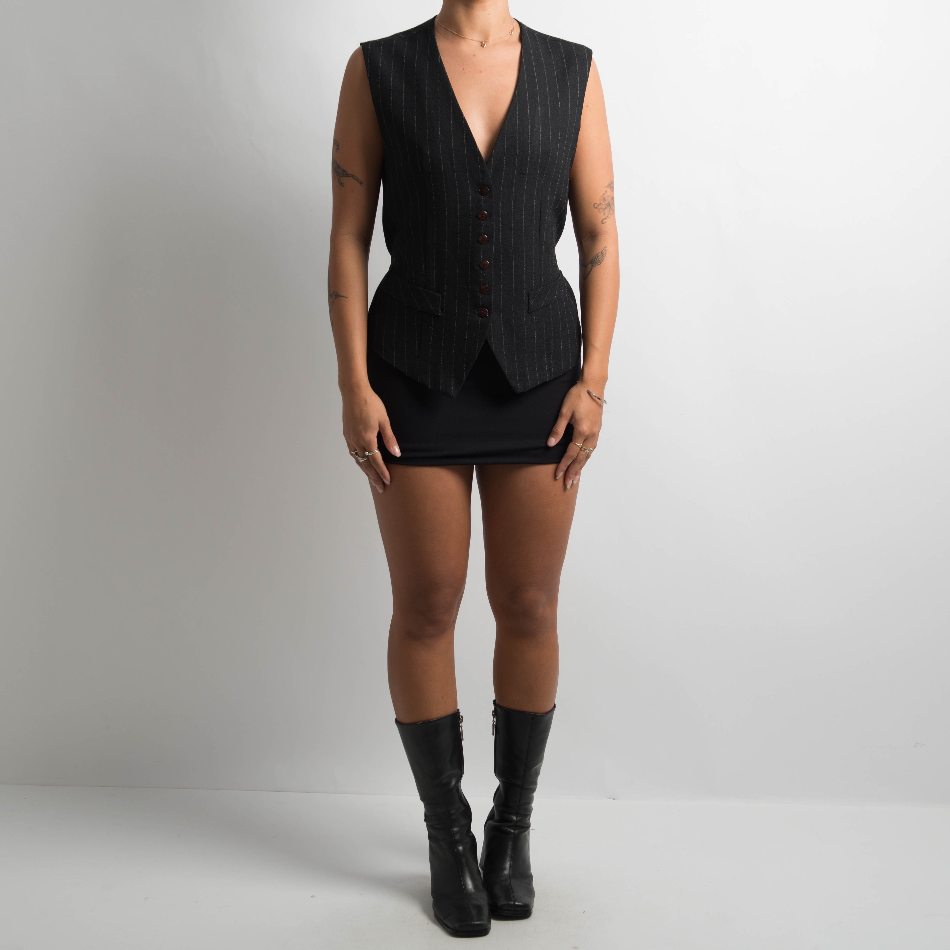 BLACK STRIPE TAILORED VEST