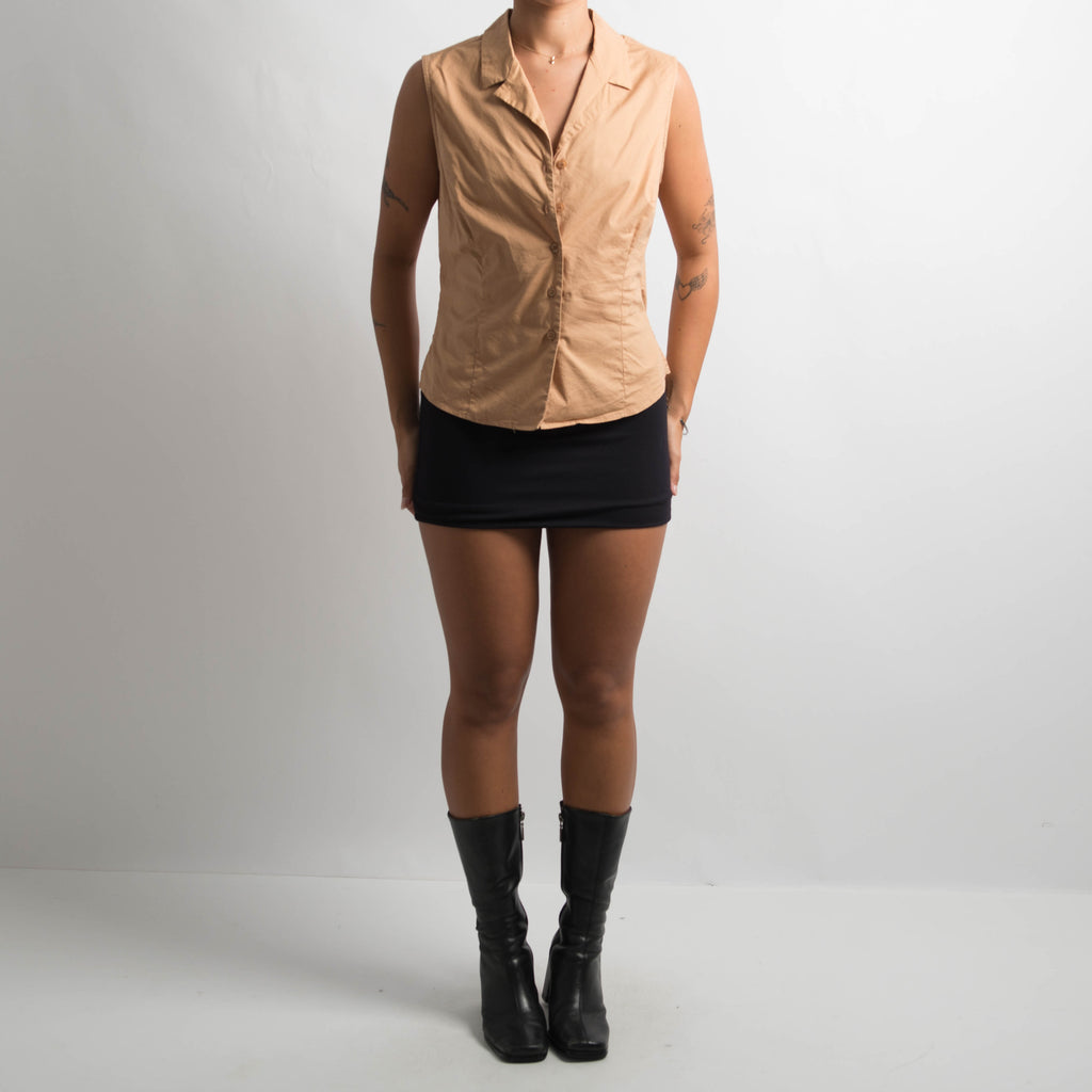 TAN SLEEVELESS BLOUSE