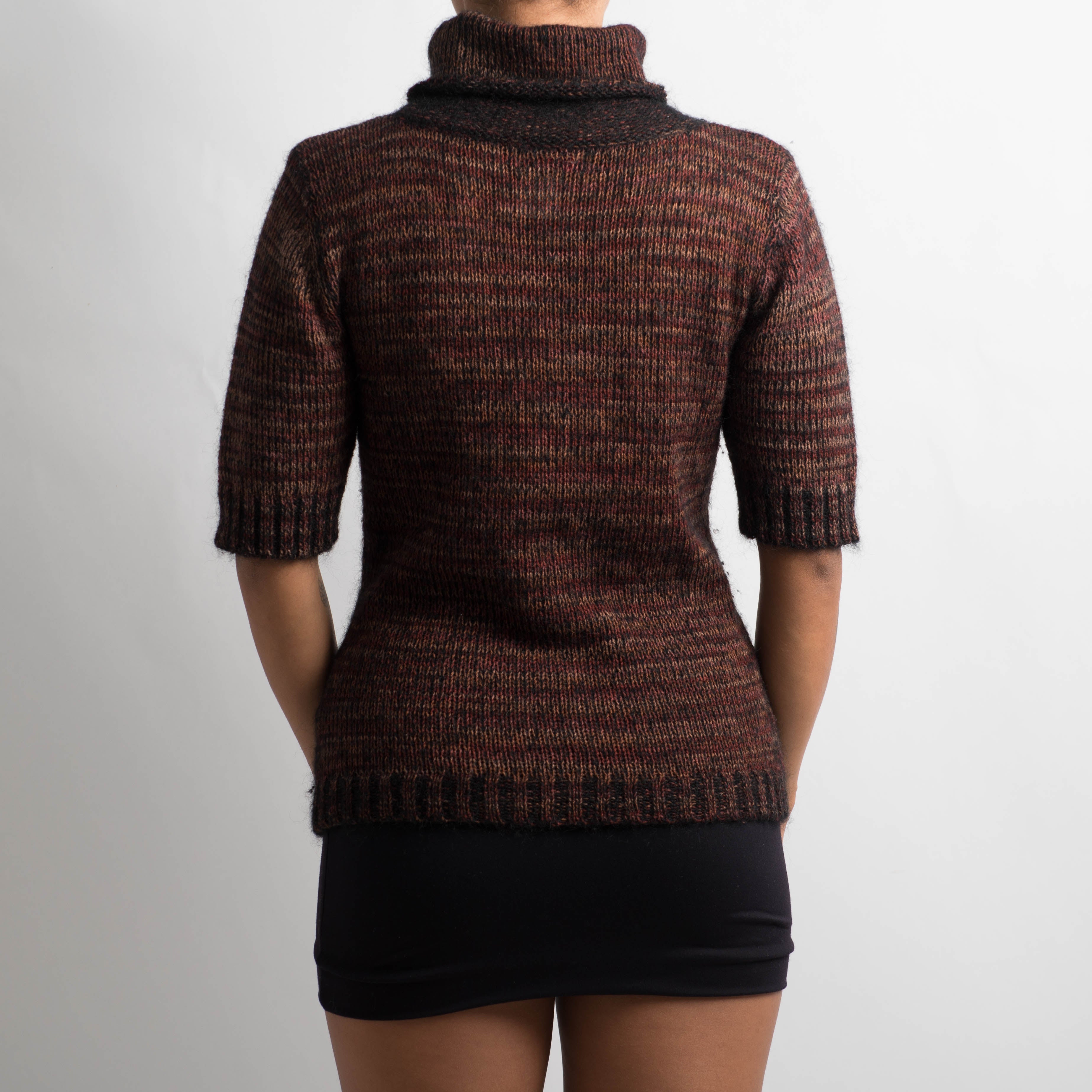 BROWN MARLE KNIT TOP