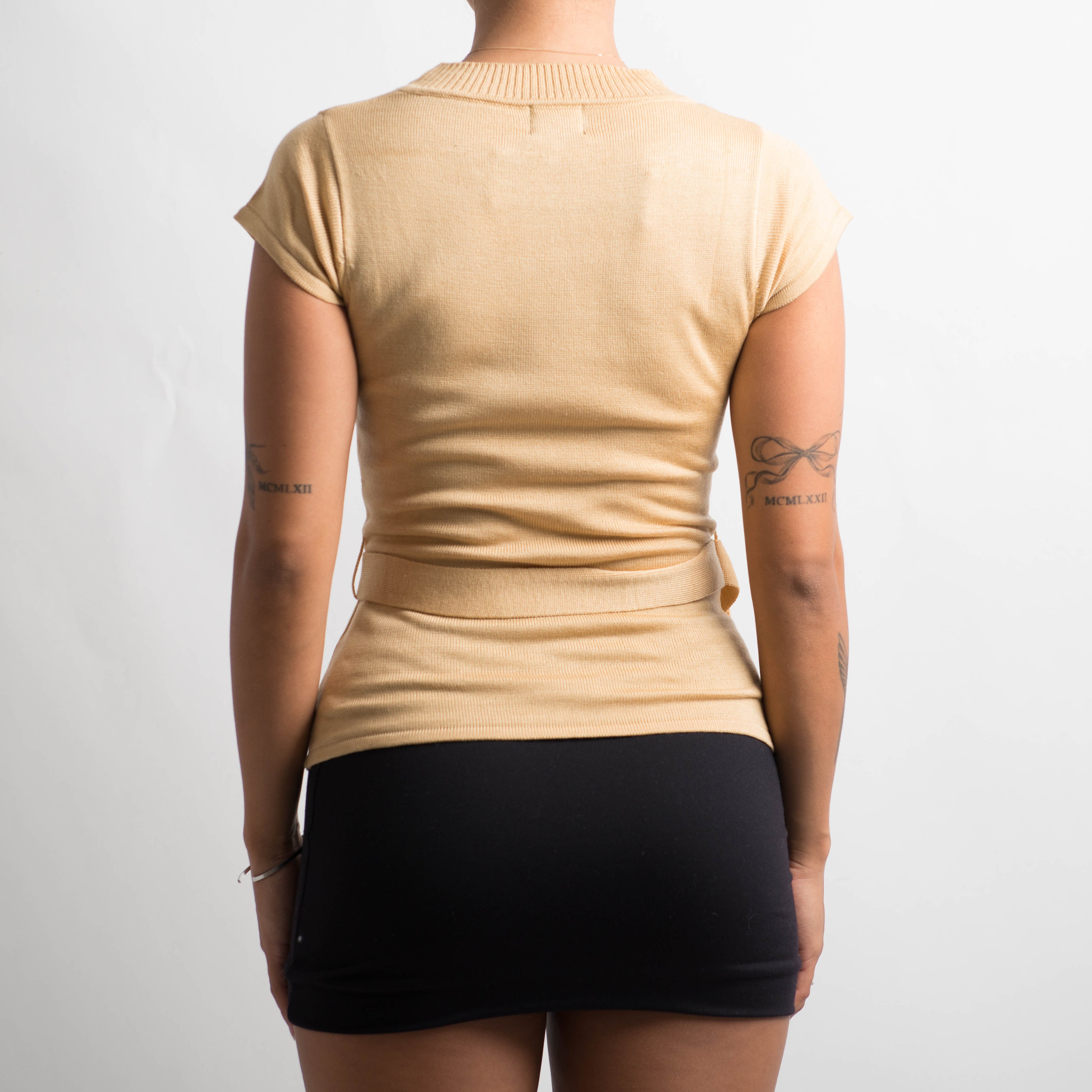 TAN KNIT SHORT SLEEVE TEE