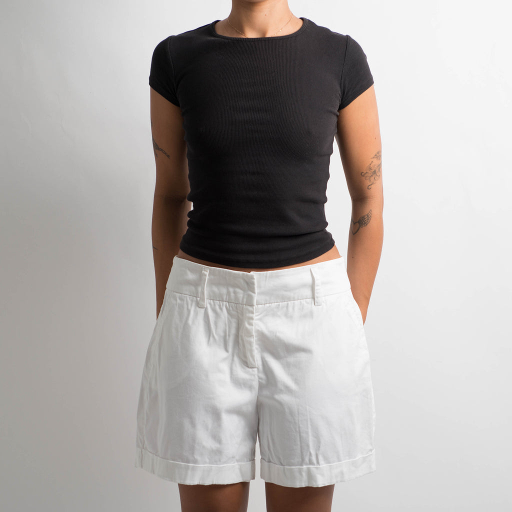WHITE TAILORED SHORTS