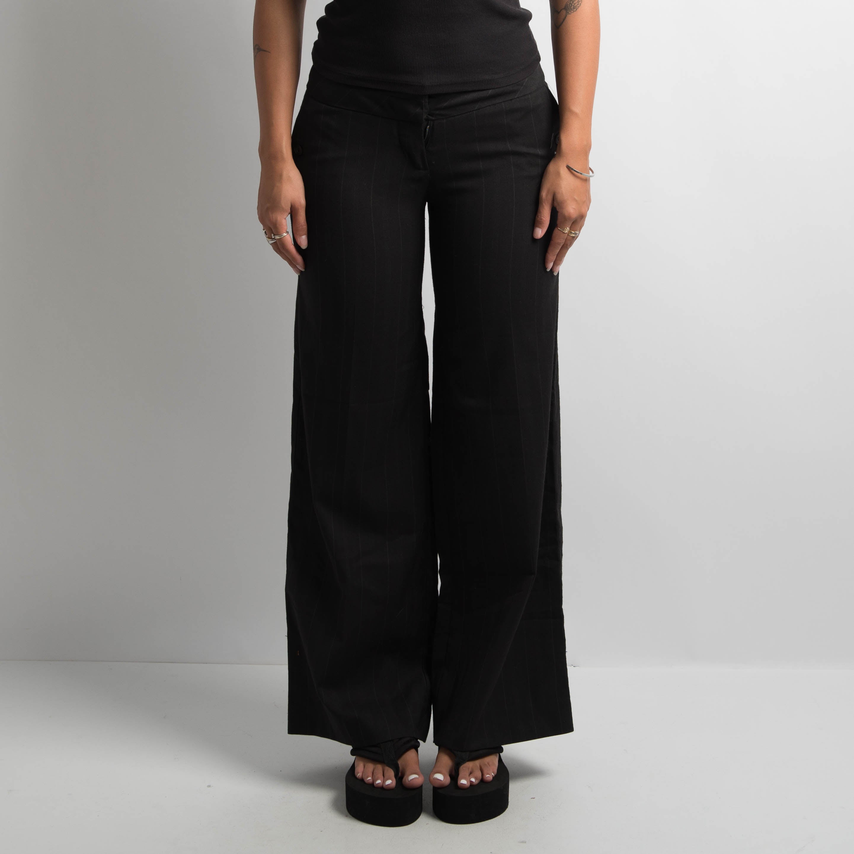 PINSTRIPE WIDE LEG TROUSERS