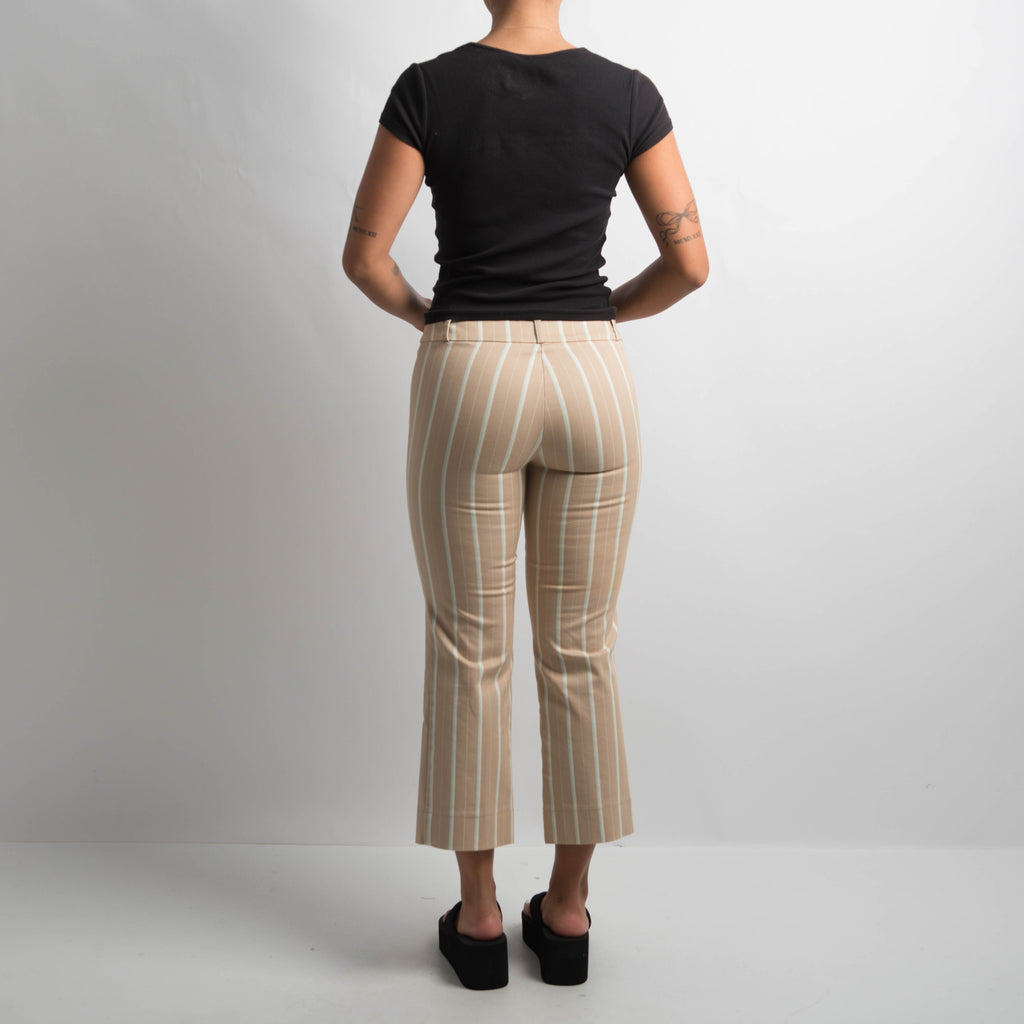 BEIGE STRIPE CAPRI PANTS