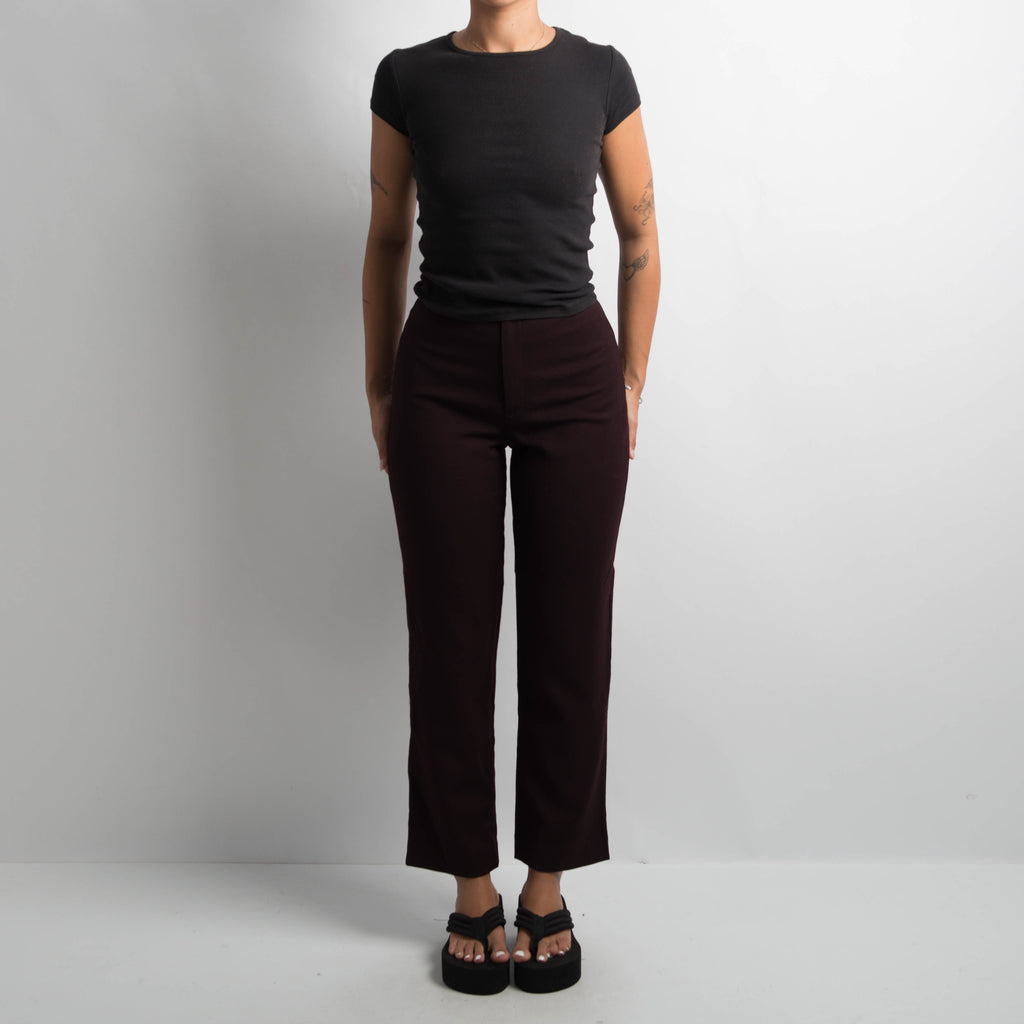 BURGUNDY CROP TROUSERS