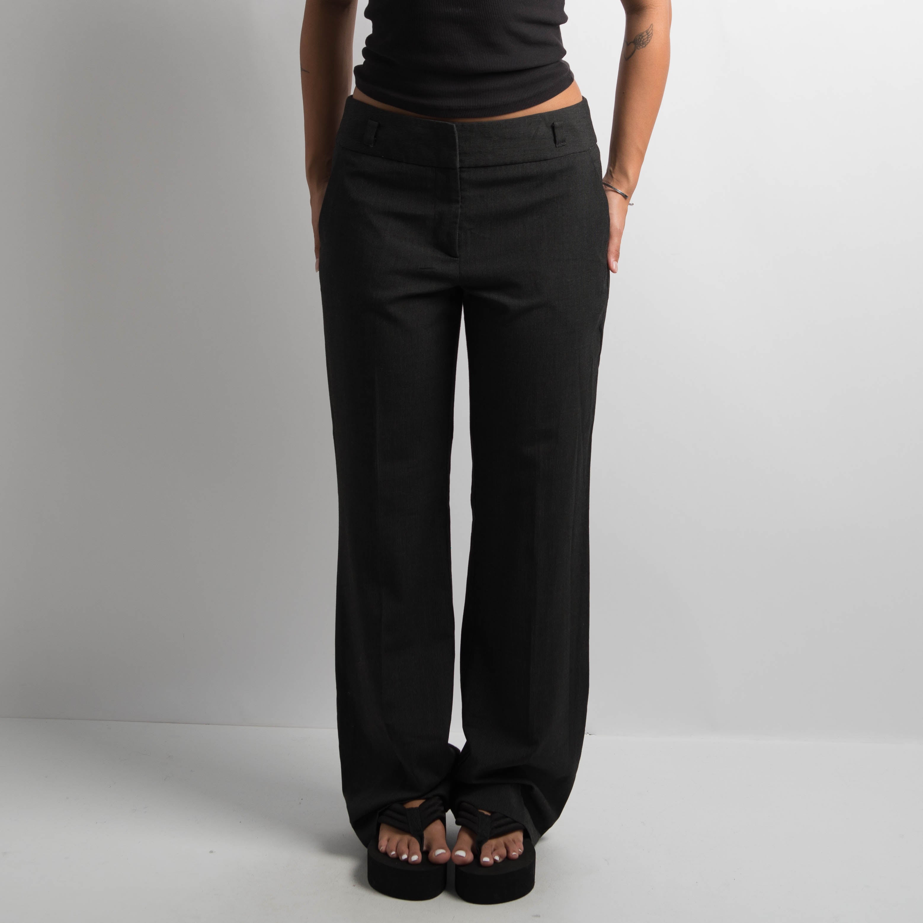 BLACK PINSTRIPE TROUSERS