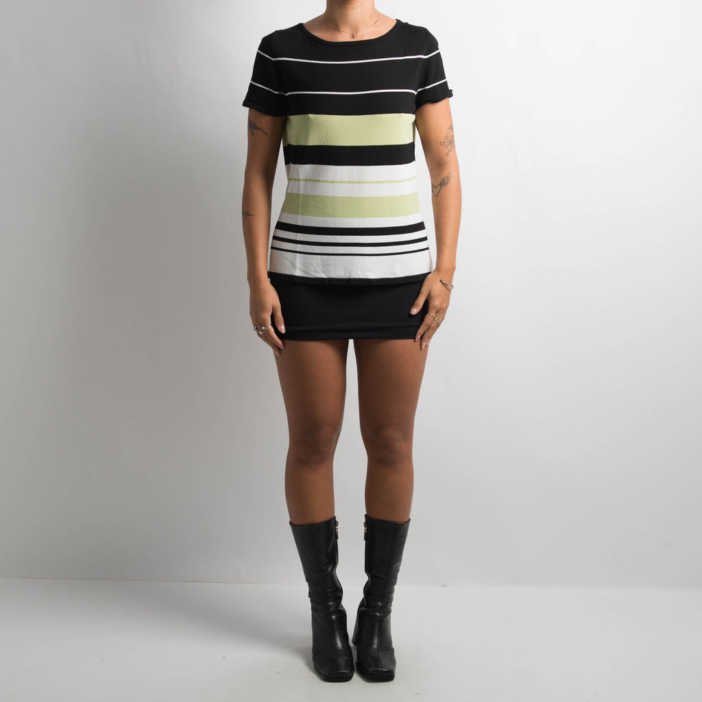STRIPE KNIT SHORT SLEEVE TOP