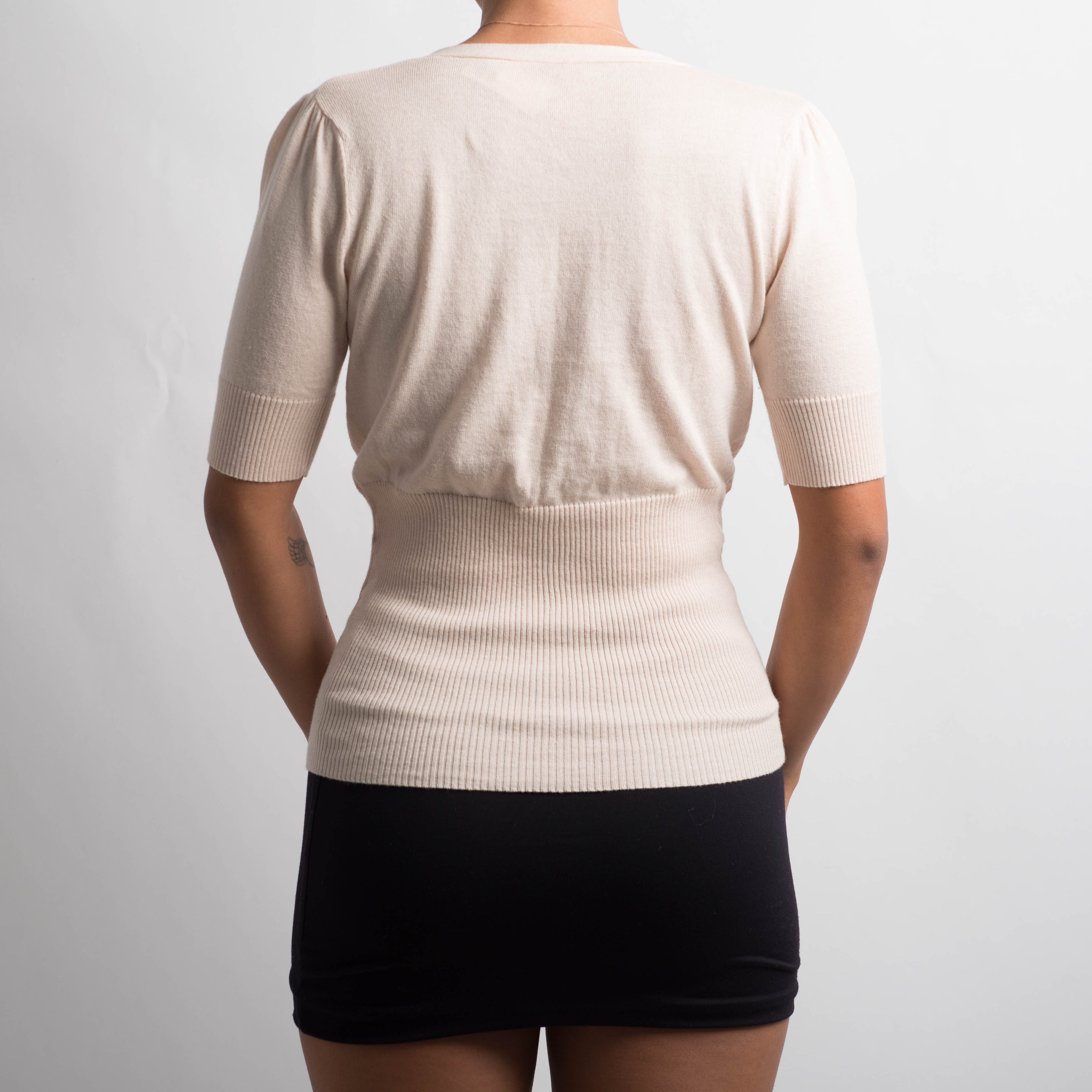 CREAM SHORT SLEEVE CARDIGAN