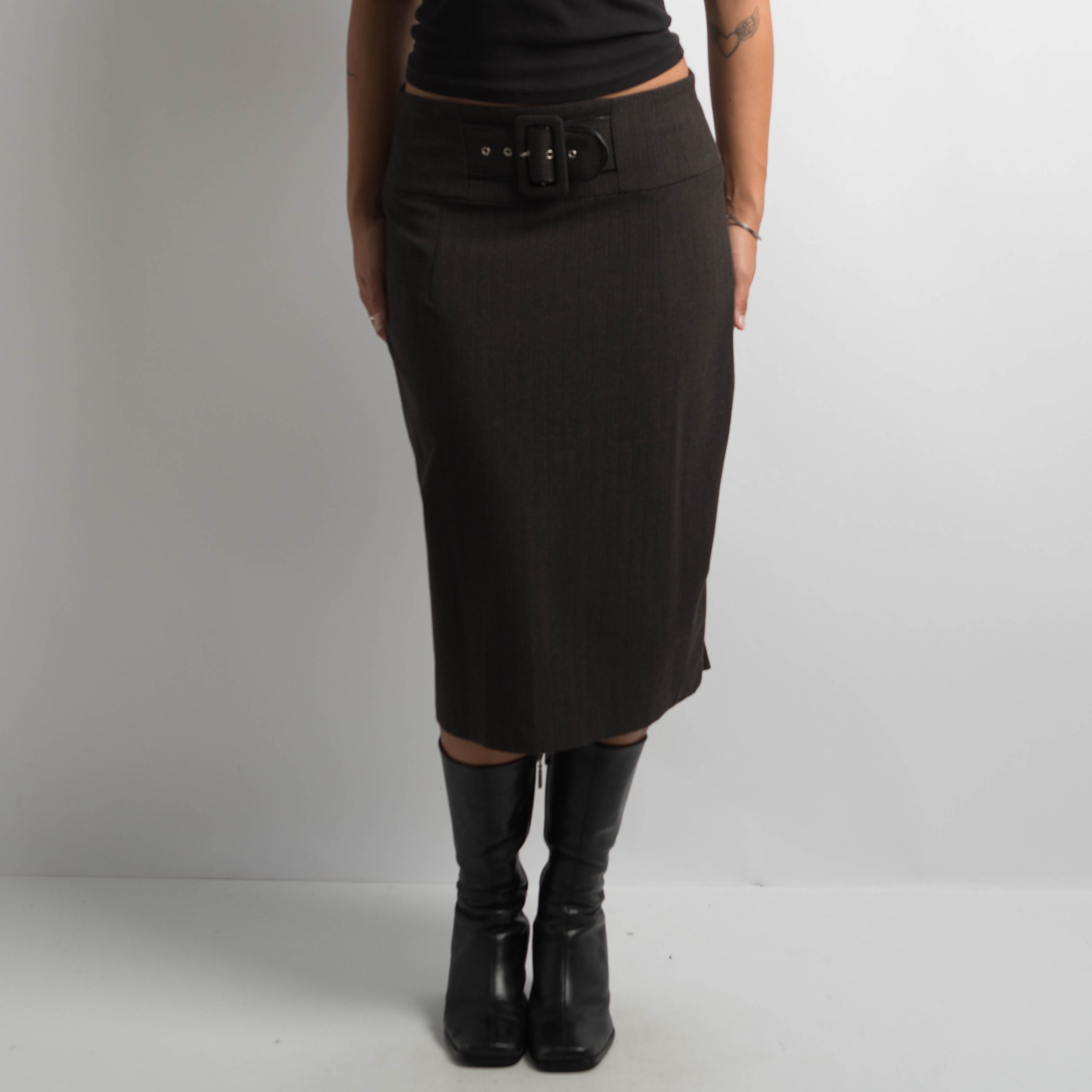BELTED MIDI SKIRT