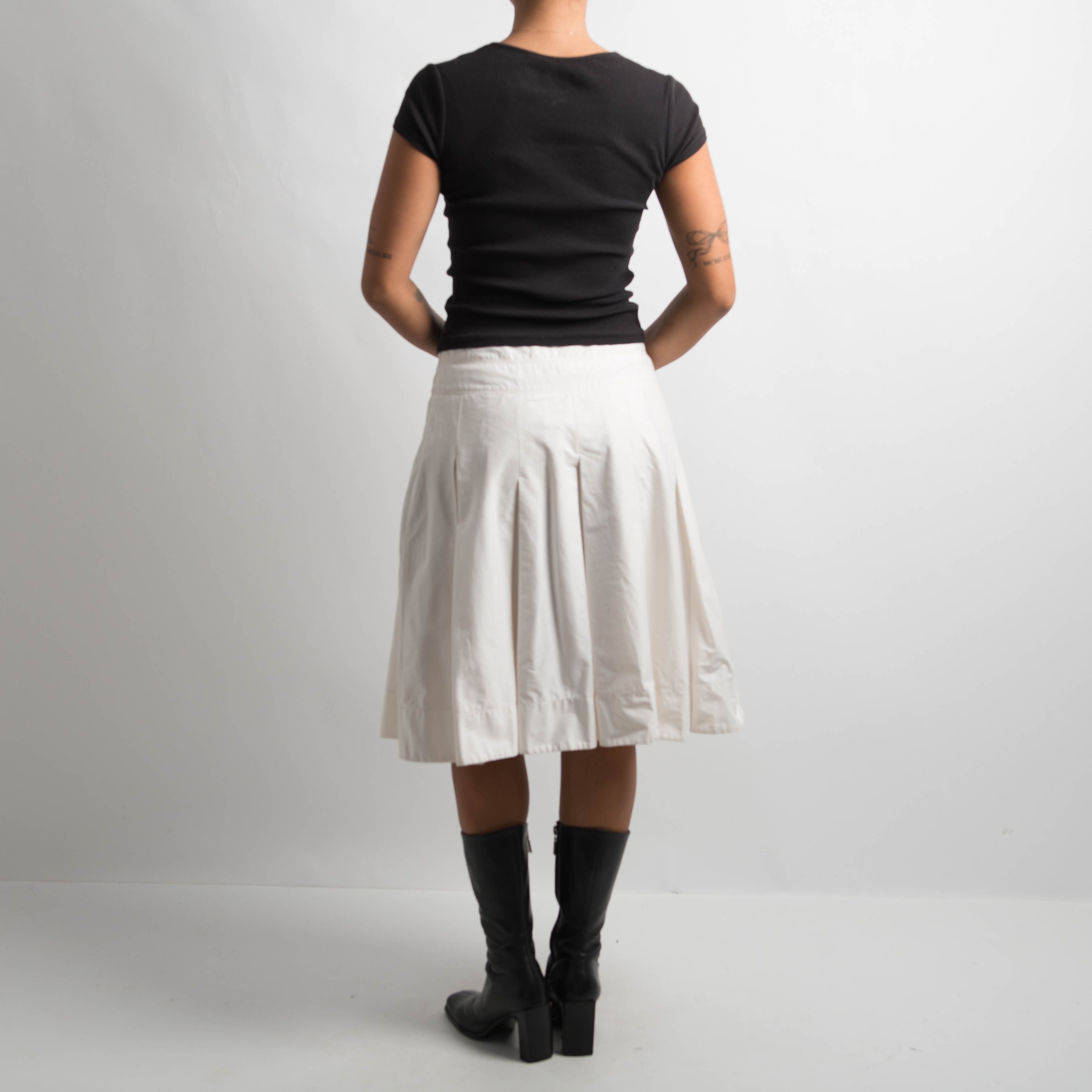 OFF WHITE PLEATED MIDI SKIRT