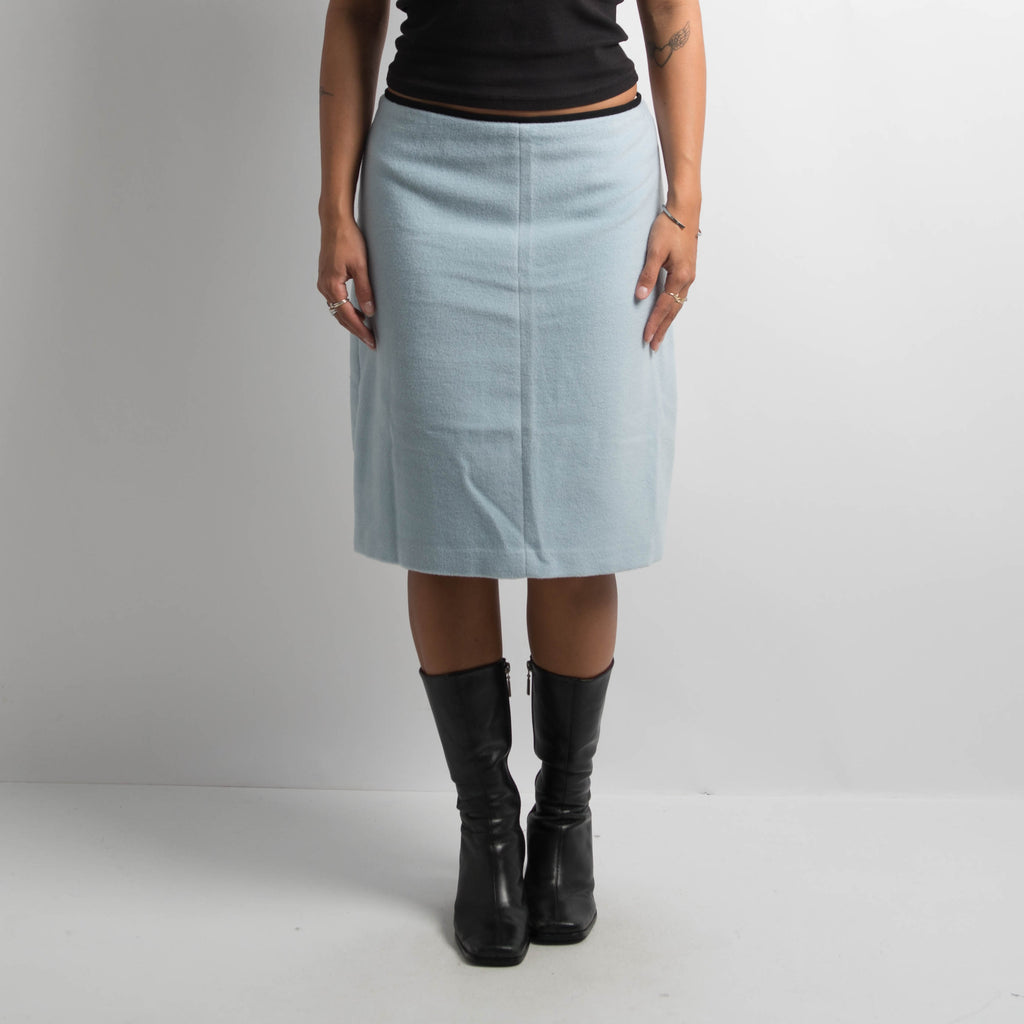 BLUE WOOL MIDI SKIRT