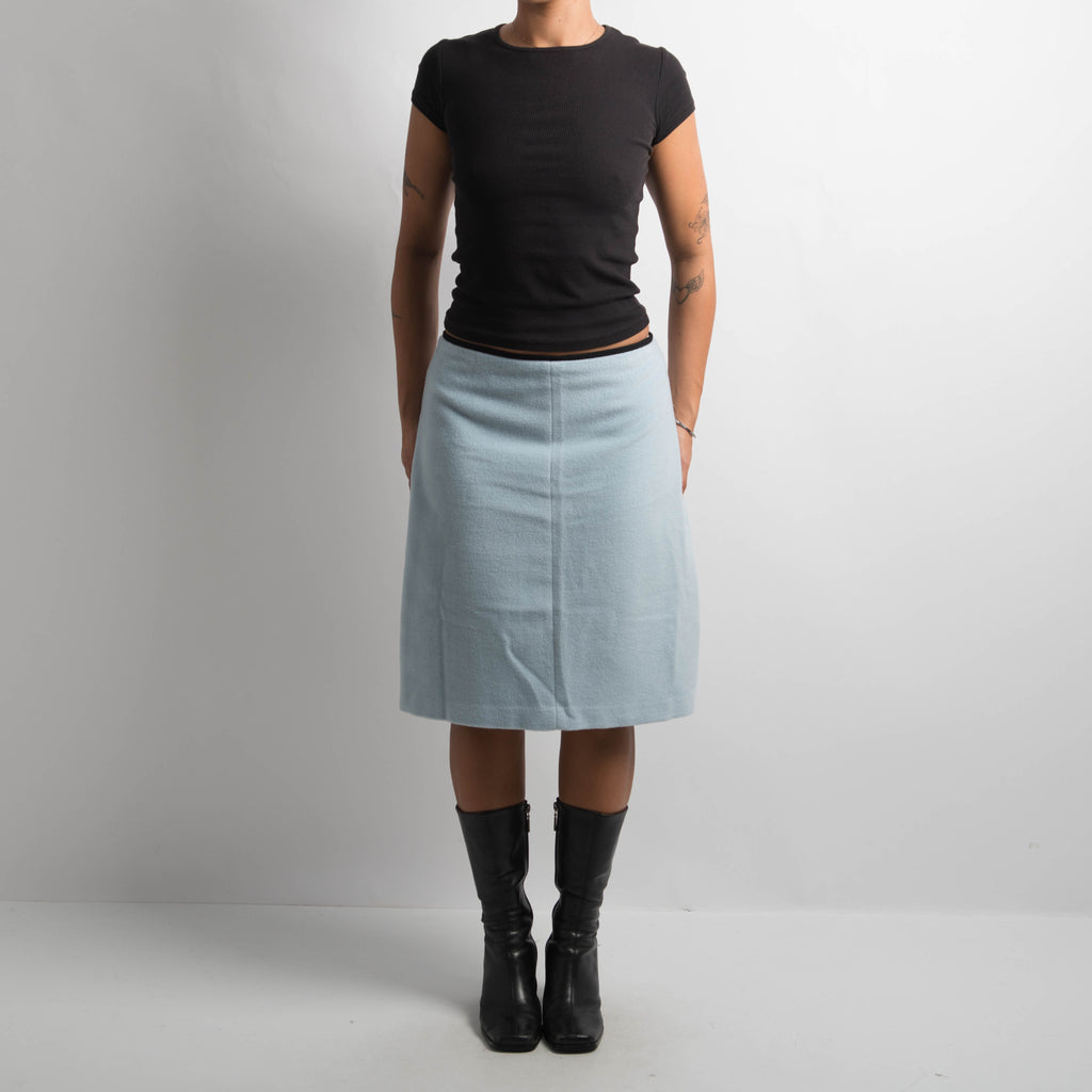 BLUE WOOL MIDI SKIRT