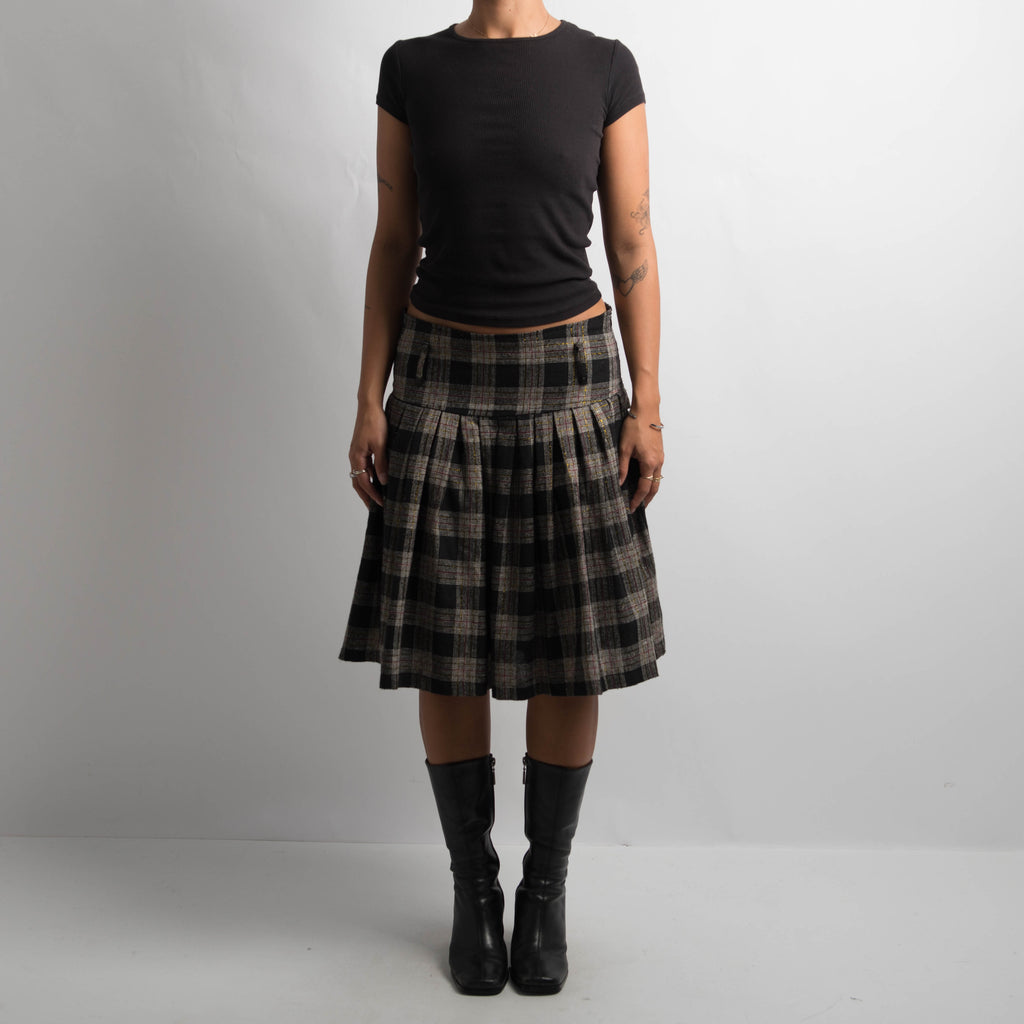 CHECK PLEAT MIDI SKIRT
