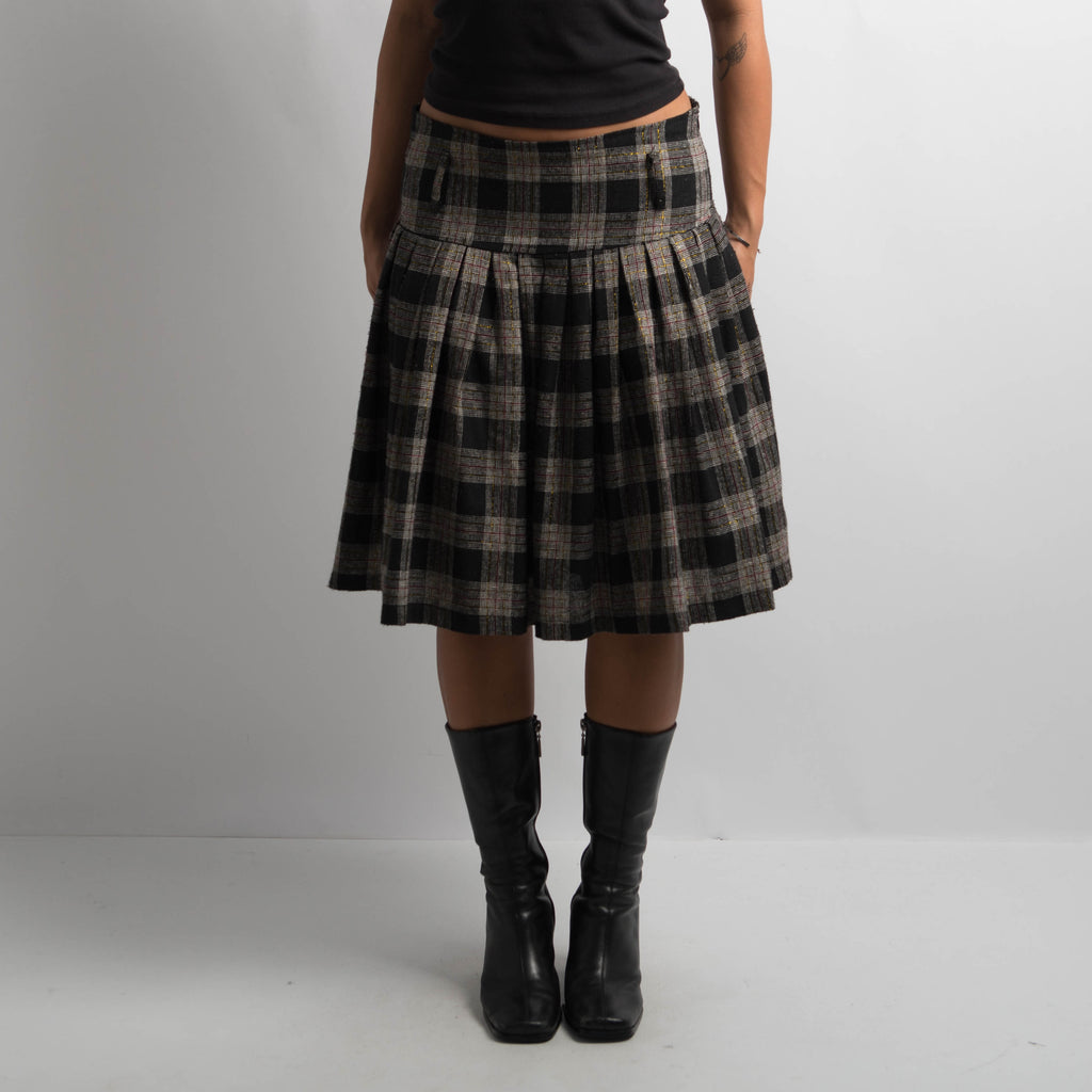 CHECK PLEAT MIDI SKIRT
