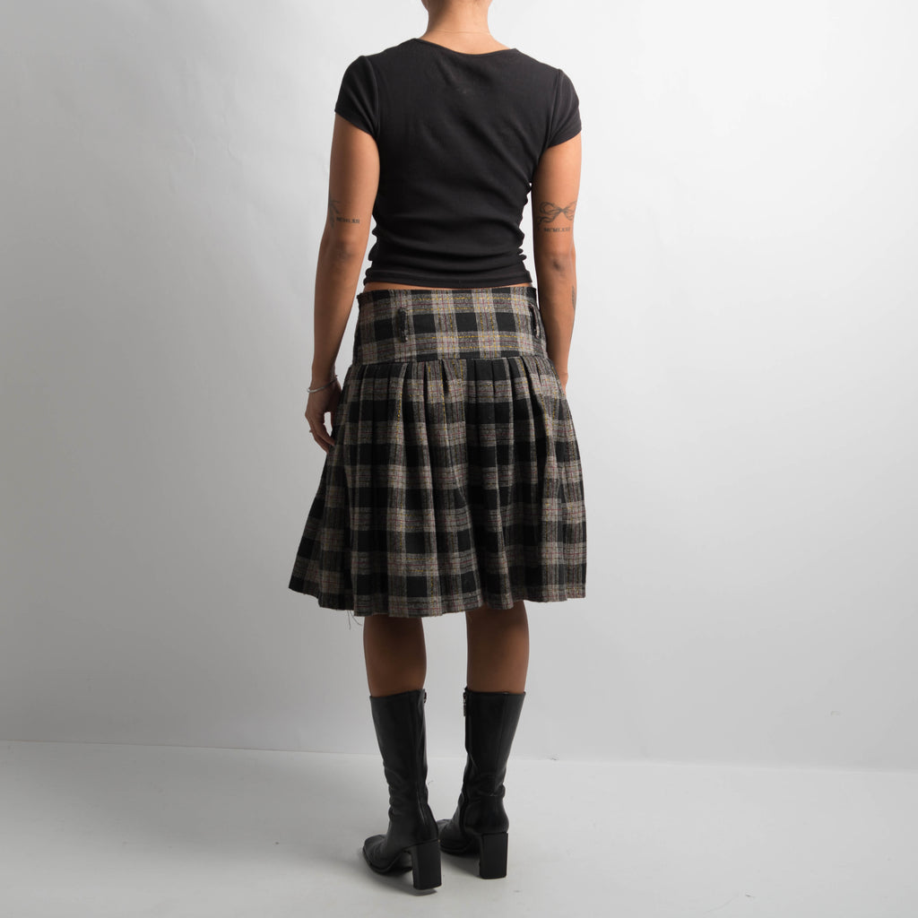 CHECK PLEAT MIDI SKIRT