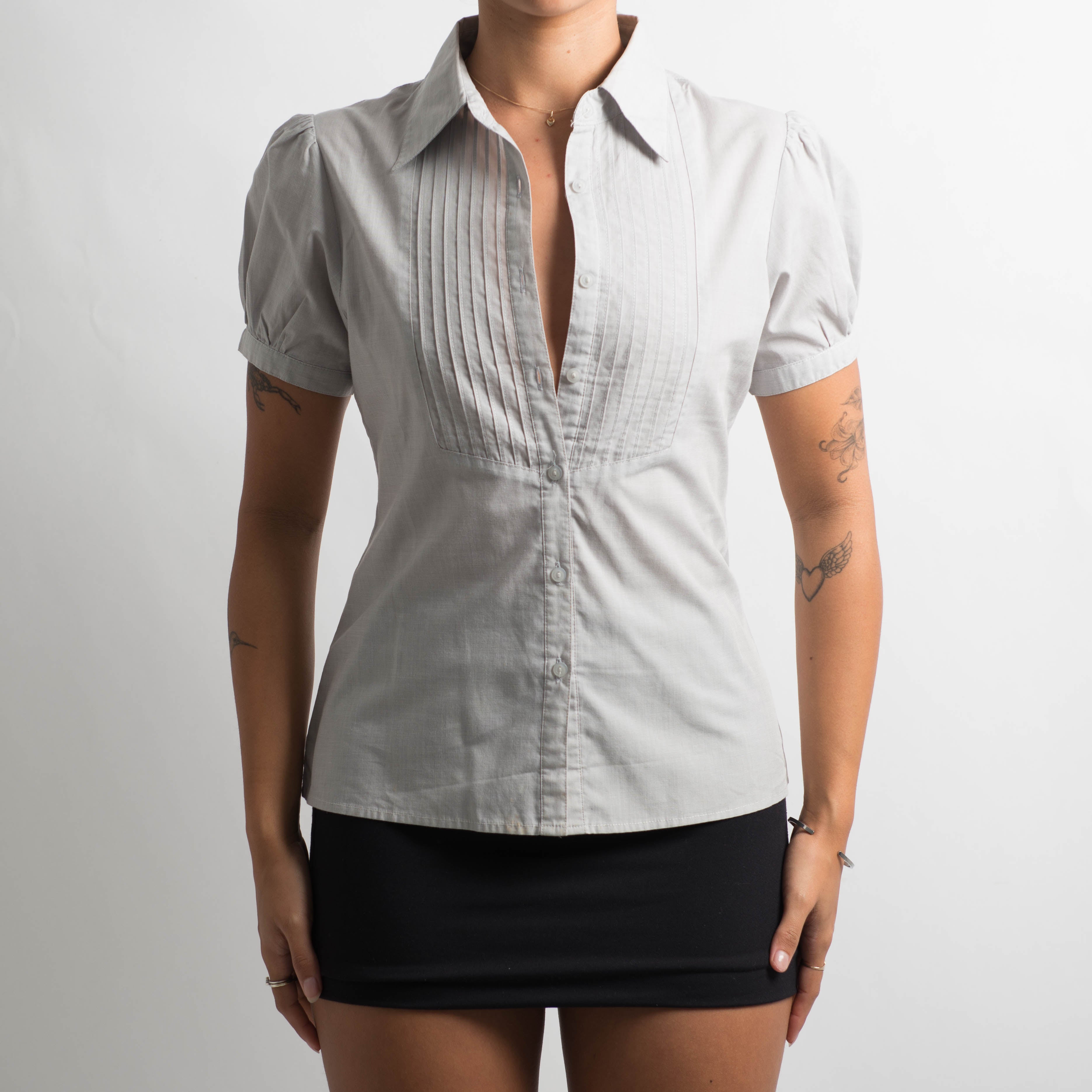 GREY SHORT SLEEVE BLOUSE