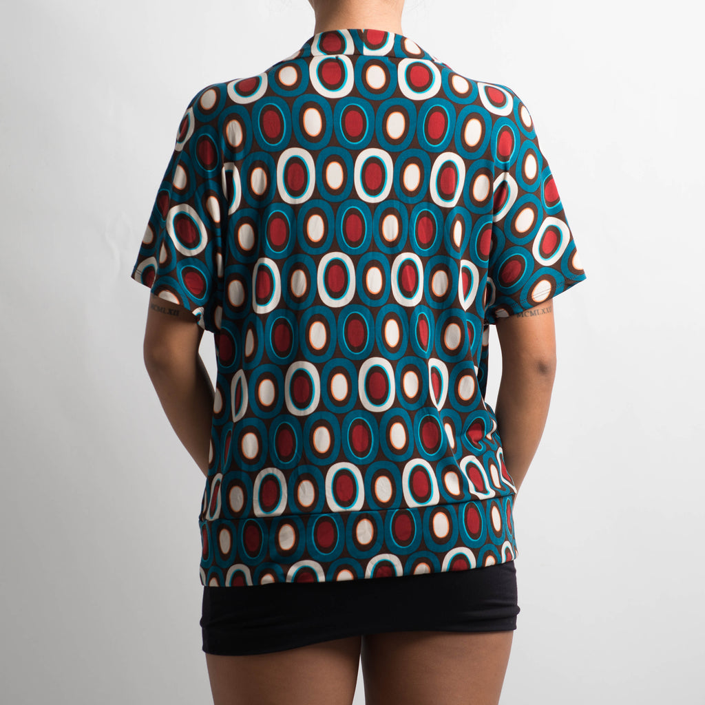 PATTERN COWL NECK TOP