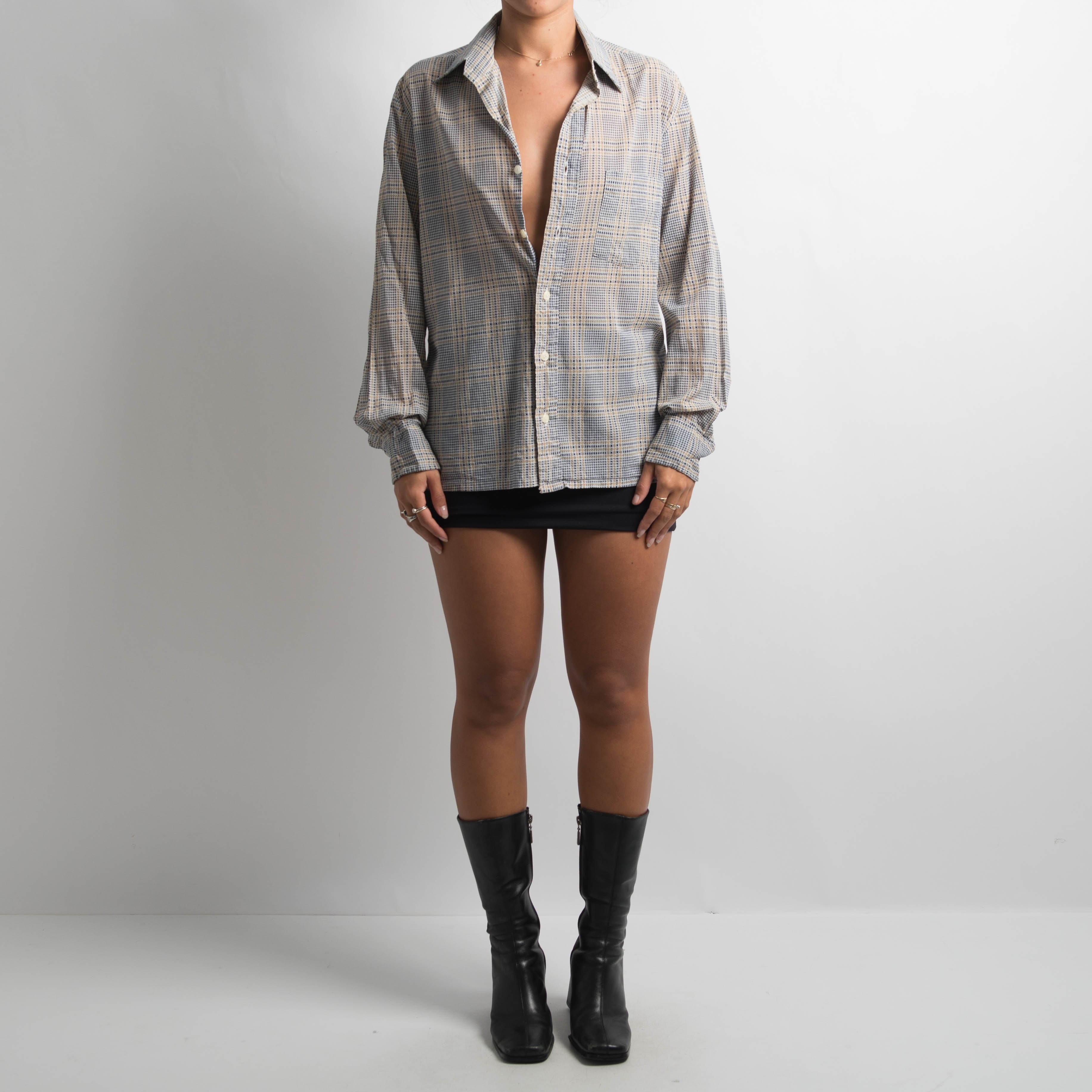 PATTERN BUTTON BLOUSE