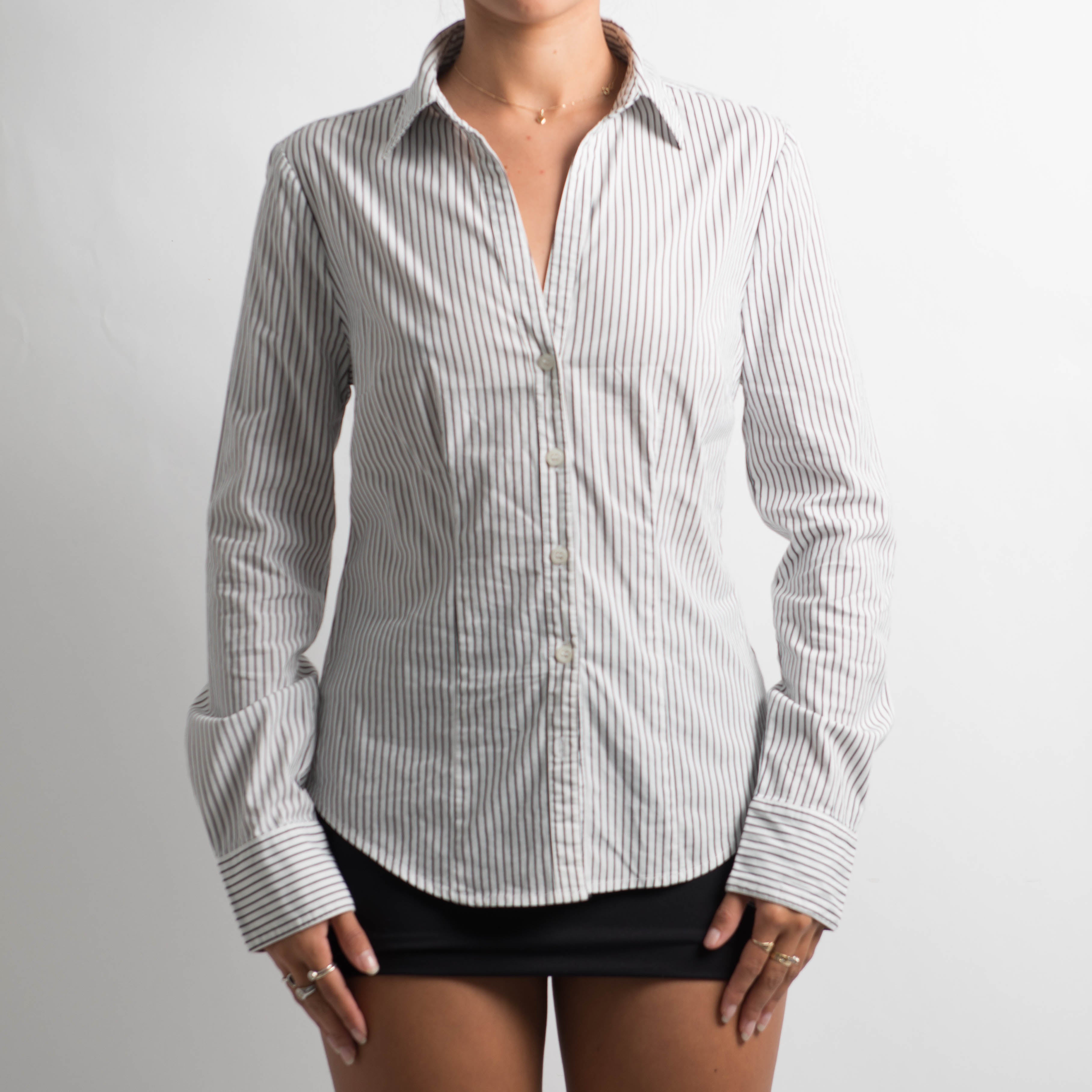 WHITE PINSTRIPE BLOUSE
