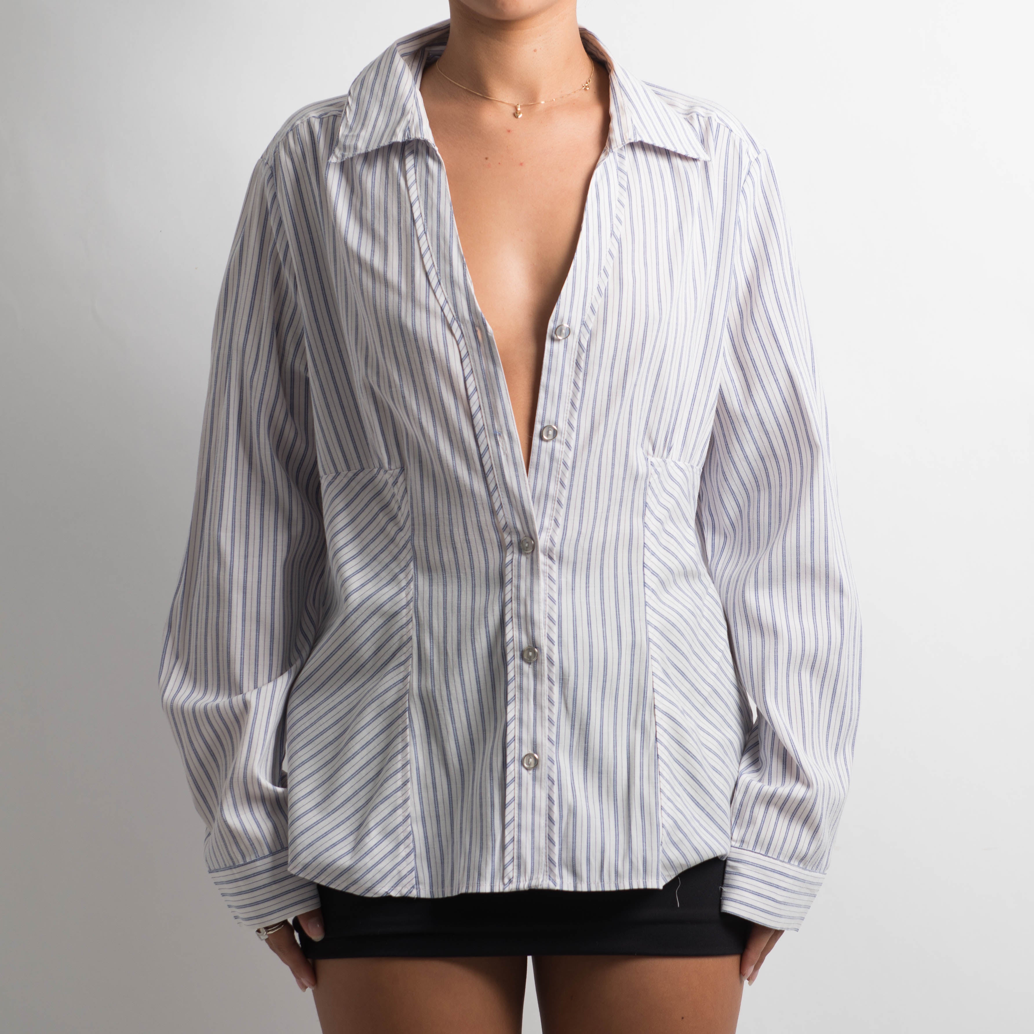 BLUE PINSTRIPE BLOUSE