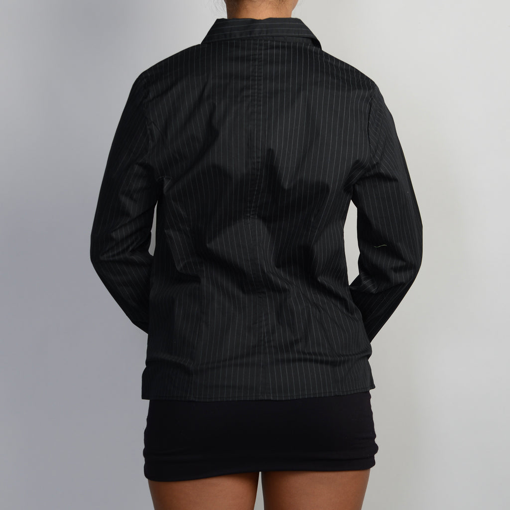 BLACK PINSTRIPE BLOUSE