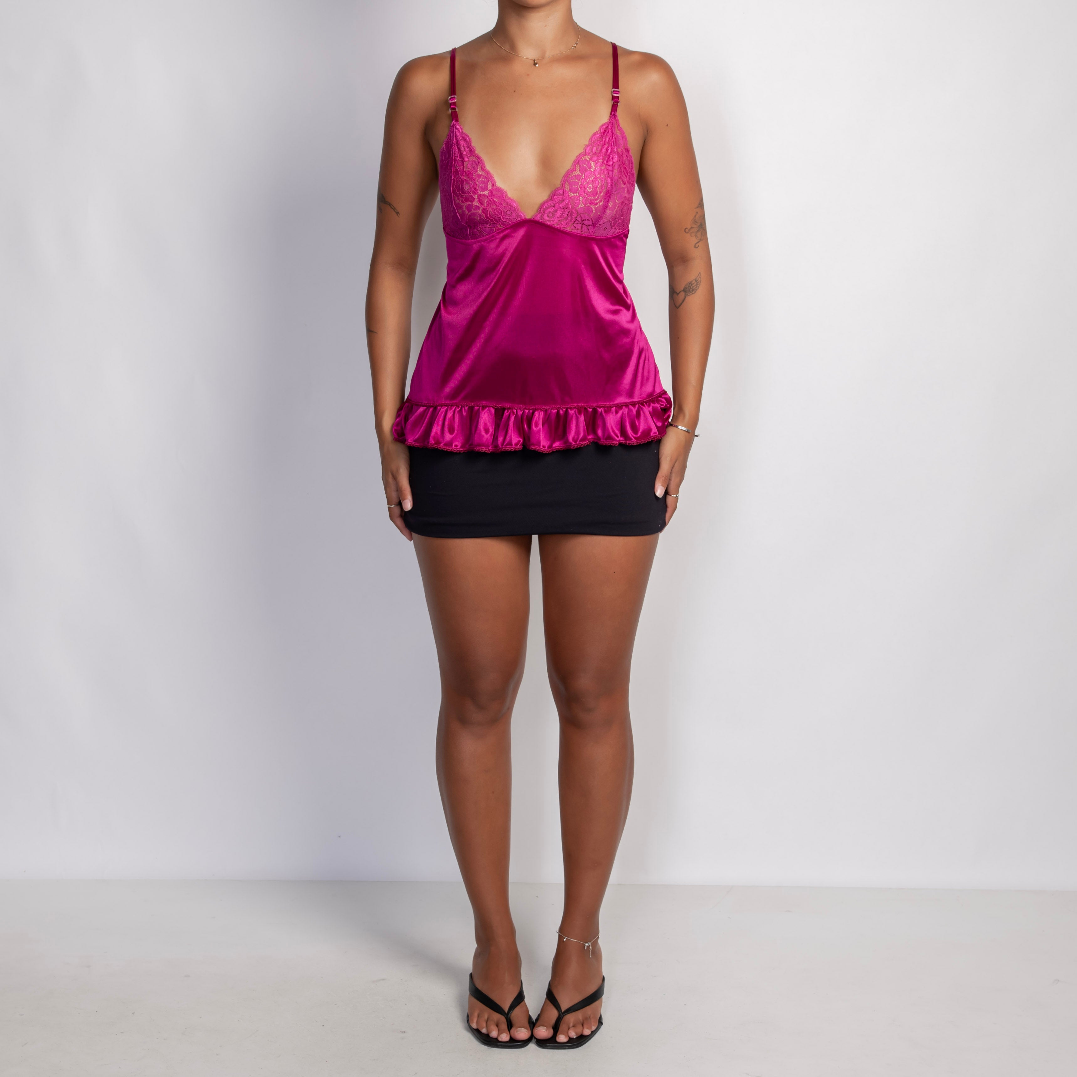 MAGENTA SATIN CAMISOLE