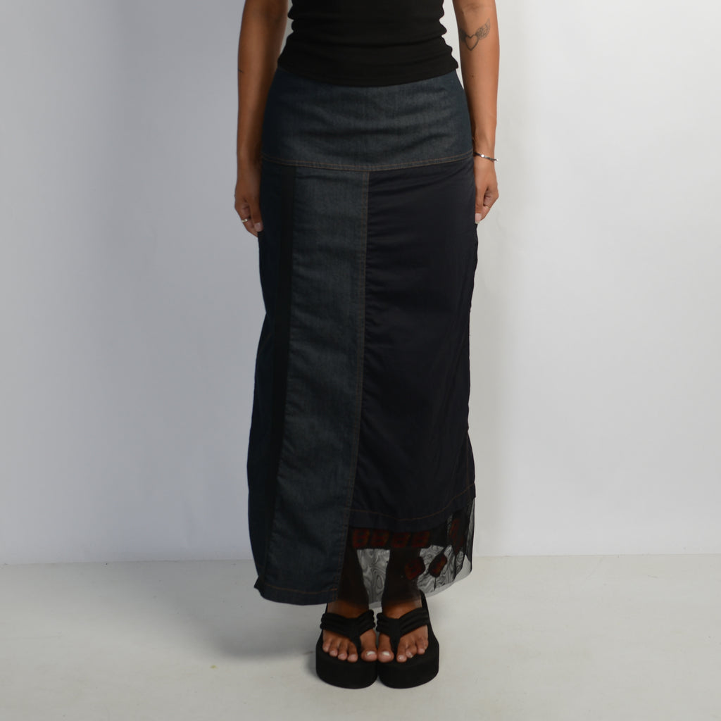 DENIM PANEL MAXI SKIRT