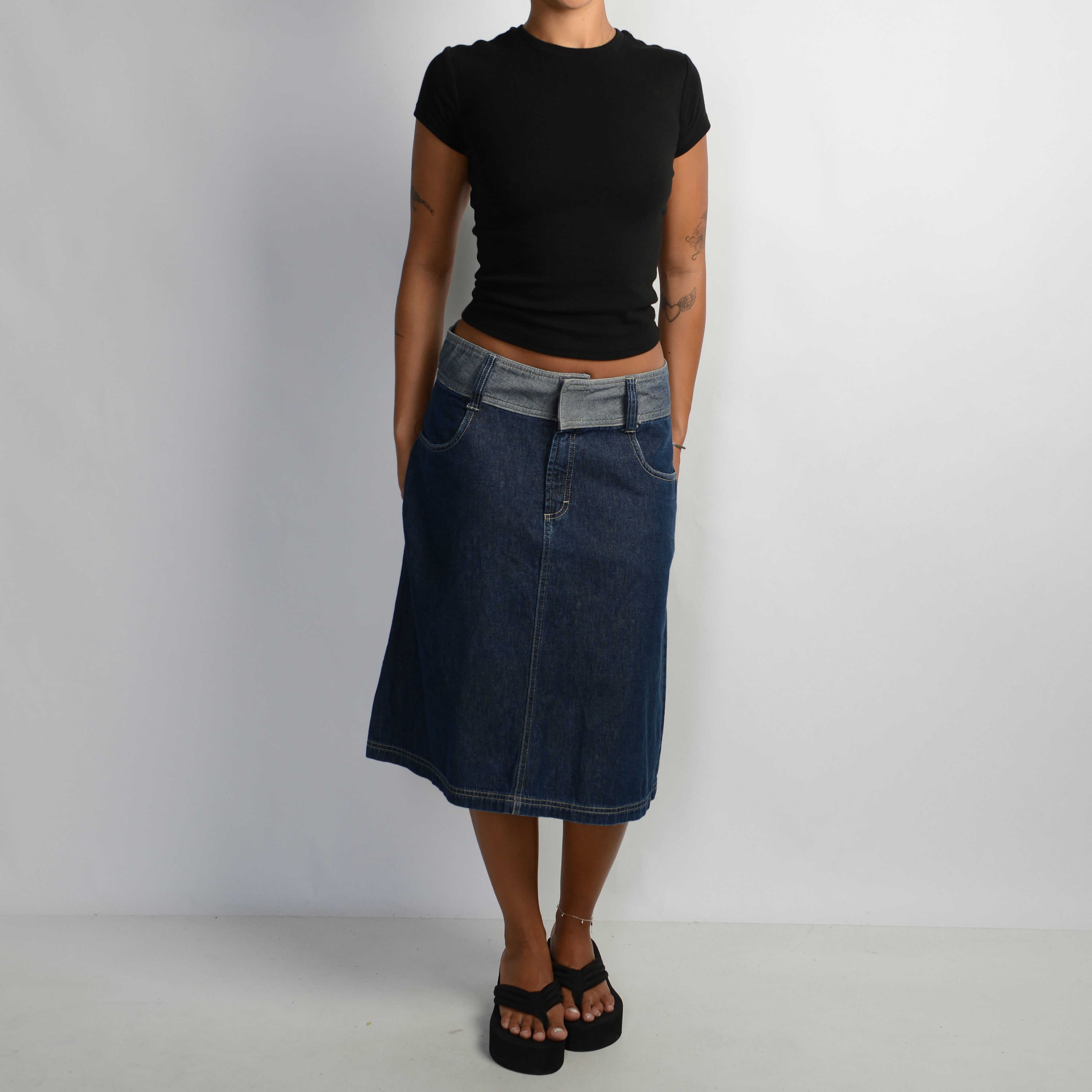 TWO TONE DENIM SKIRT