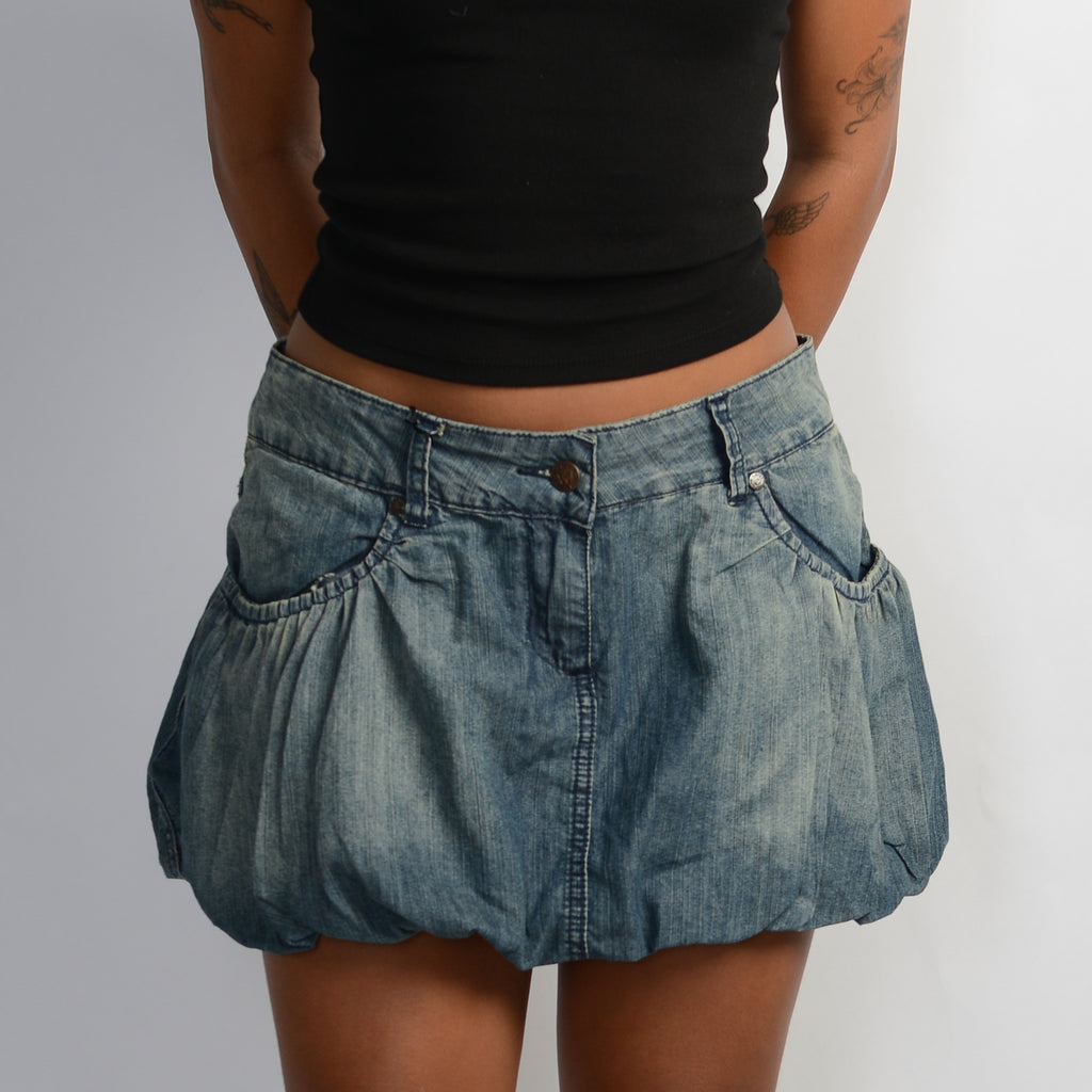 DENIM BUBBLE MINI SKIRT