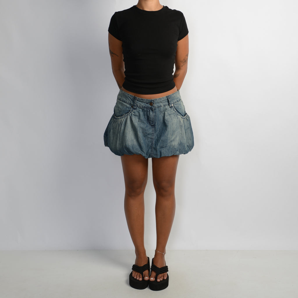 DENIM BUBBLE MINI SKIRT