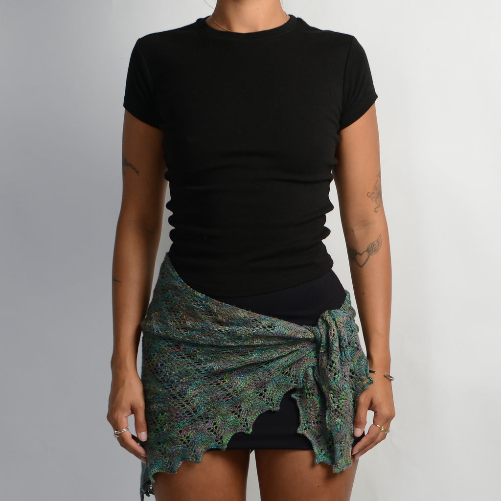 GREEN MARLE KNIT SCARF