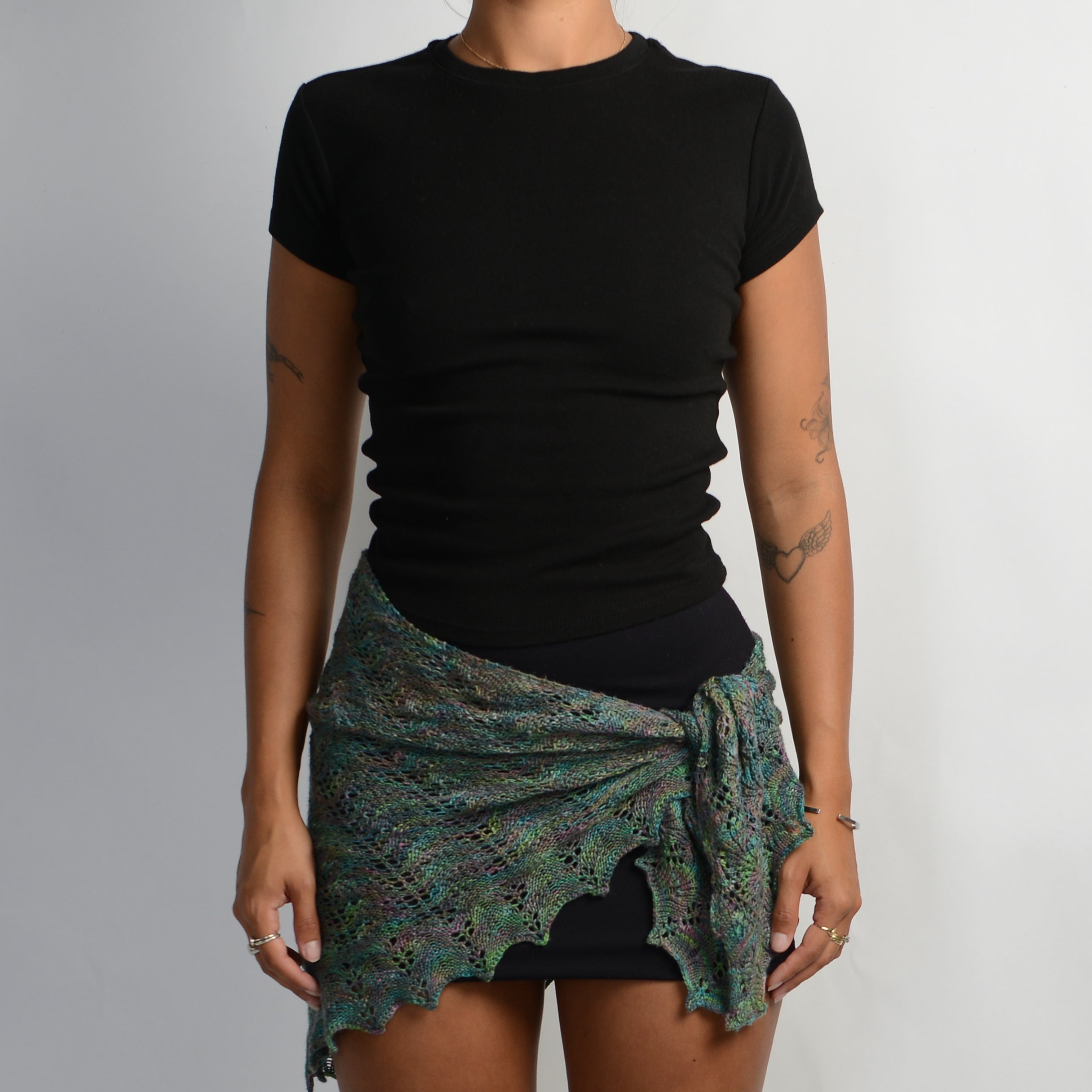 GREEN MARLE KNIT SCARF